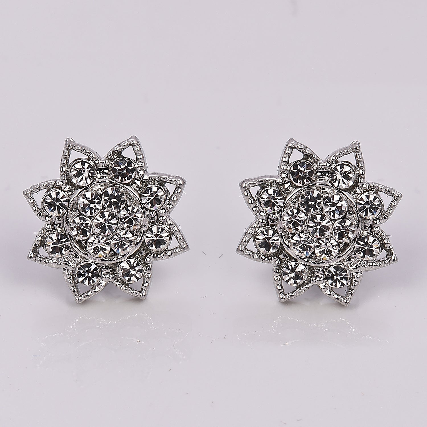 Sukkhi Classic Rhodium Silver Studs Earring for Women
