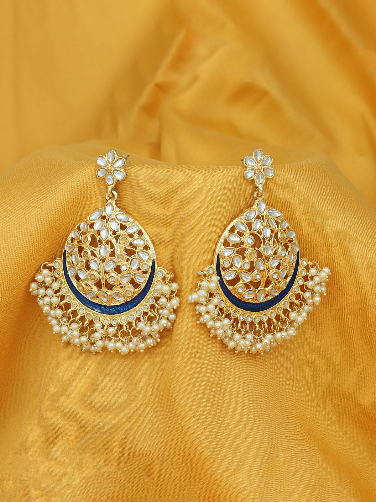 Sukkhi Glorious Pearl Gold Plated Kundan Chandbali Earring for Women SKR56733