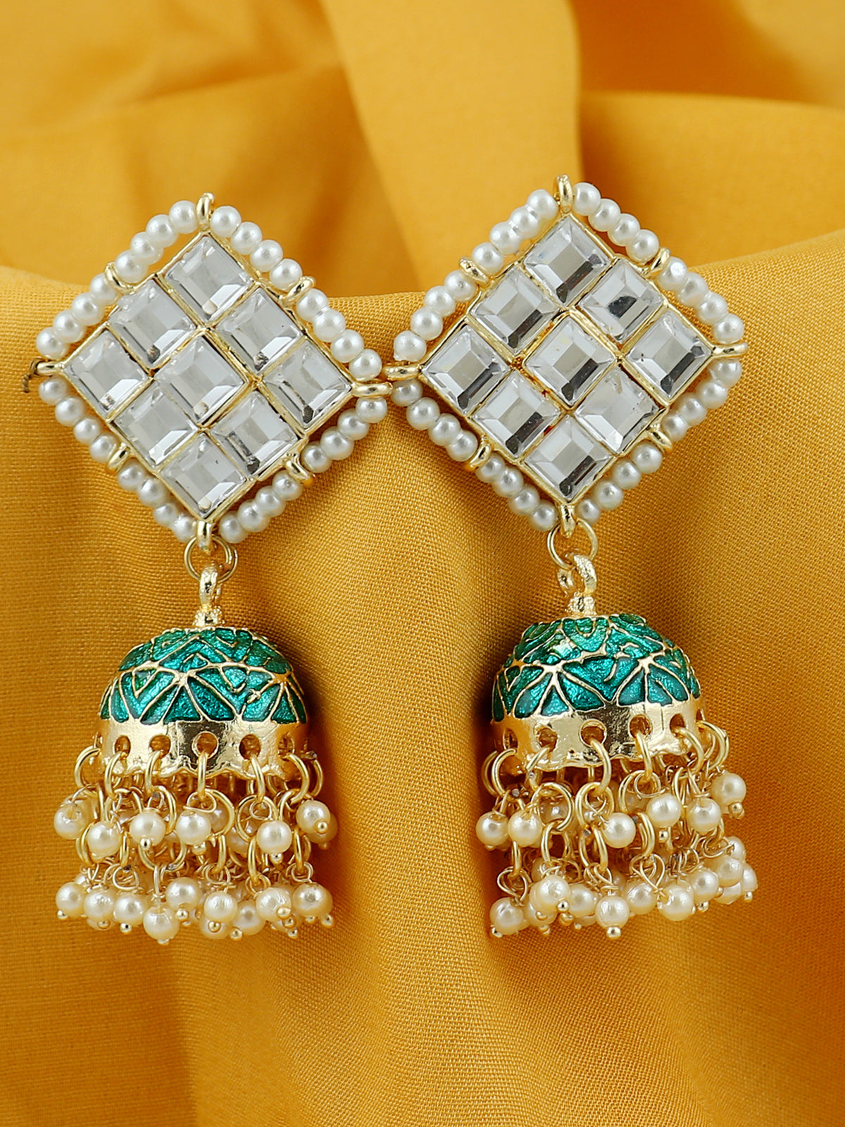 Sukkhi Designer Gold Plated Kundan & Pearl Meenakari Jhumki Earring for Women SKR56787