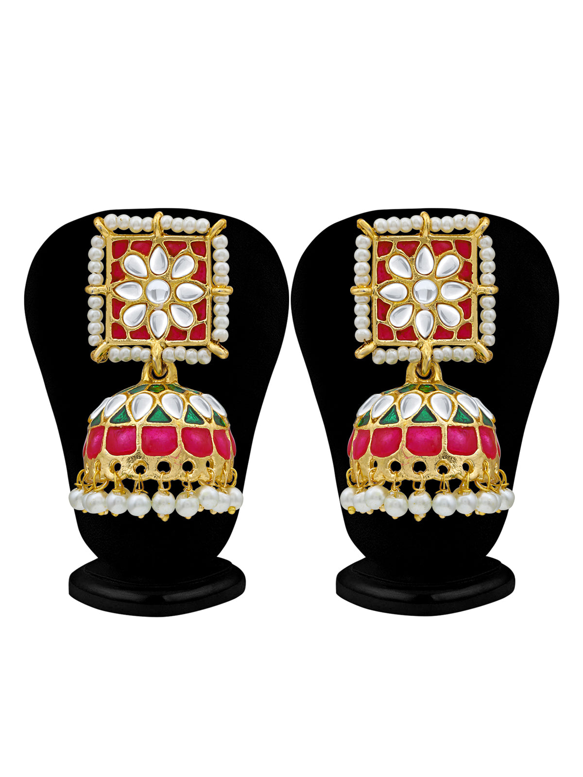 Sukkhi Ethnic Pearl Gold Plated Kundan Meenakari Jhumki Earring For Women SKR56862