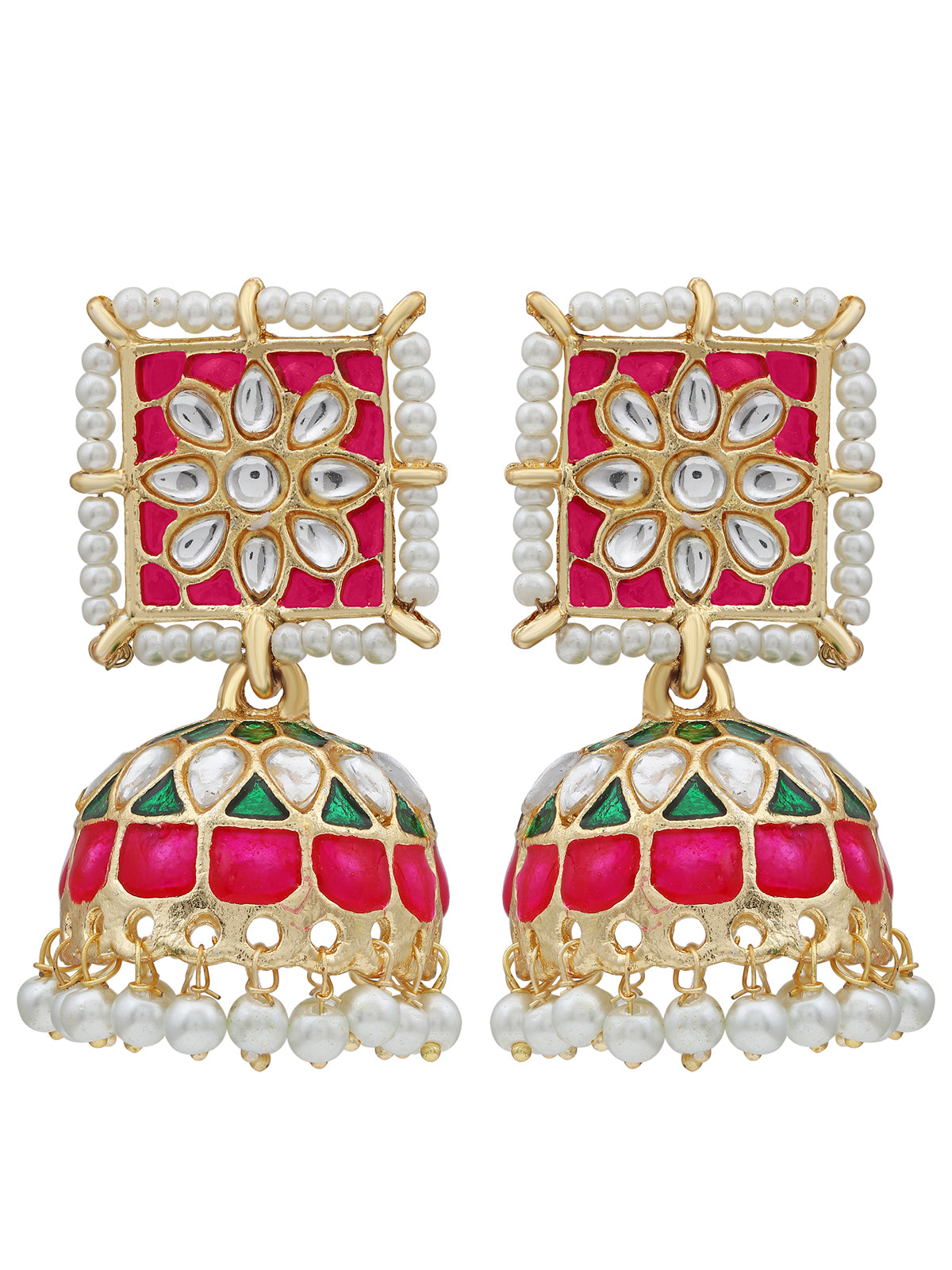 Sukkhi Ethnic Pearl Gold Plated Kundan Meenakari Jhumki Earring For Women SKR56862