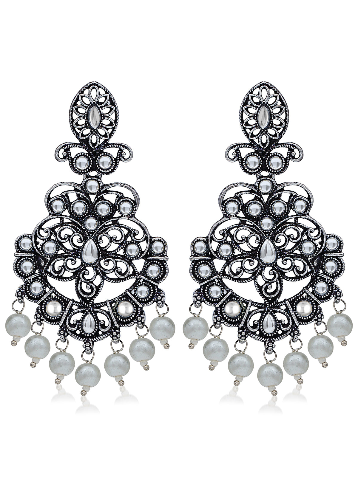 Sukkhi Exotic Oxidised Pearl Chandelier Earring For Women SKR56889