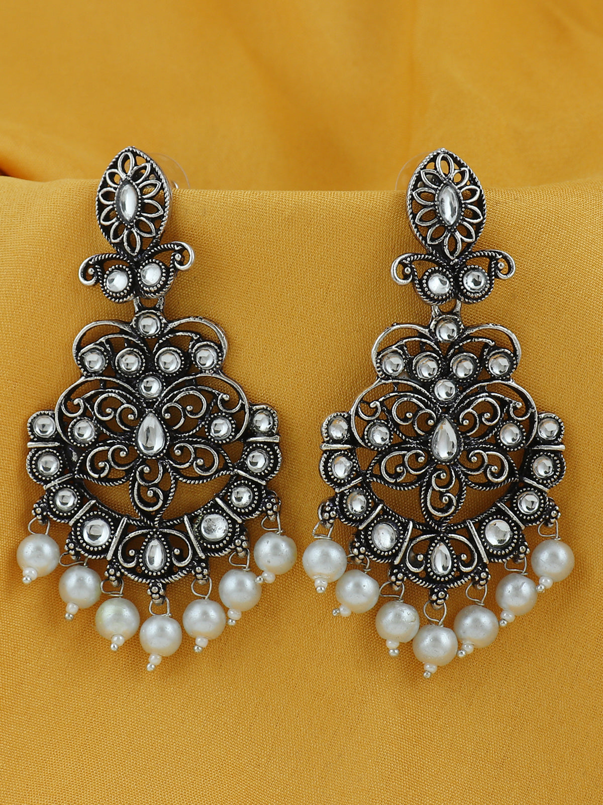 Sukkhi Exotic Oxidised Pearl Chandelier Earring For Women SKR56889