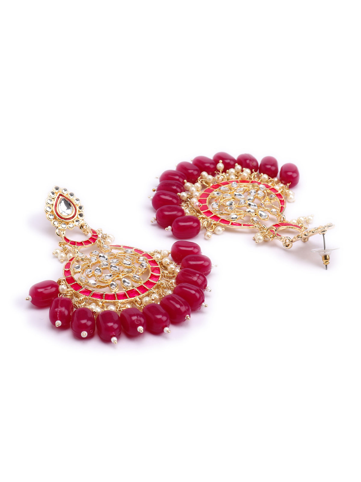 Sukkhi Amazing Pearl Gold Plated Kundan Meenakari Chandbali Earring For Women SKR56903