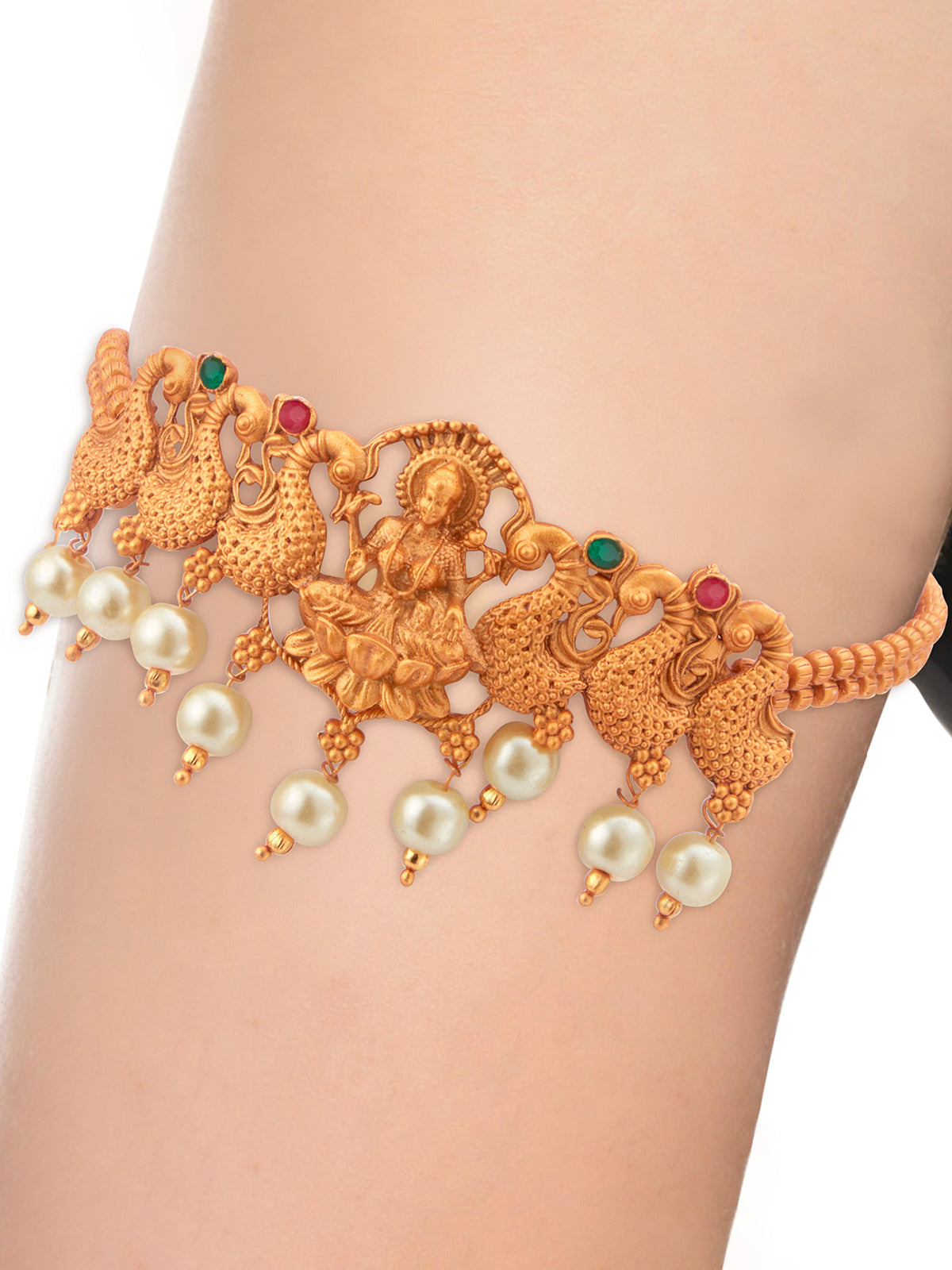 Sukkhi Gorgeous Pearl Gold Plated Goddess Laxmi Bajuband for Women SKR61665