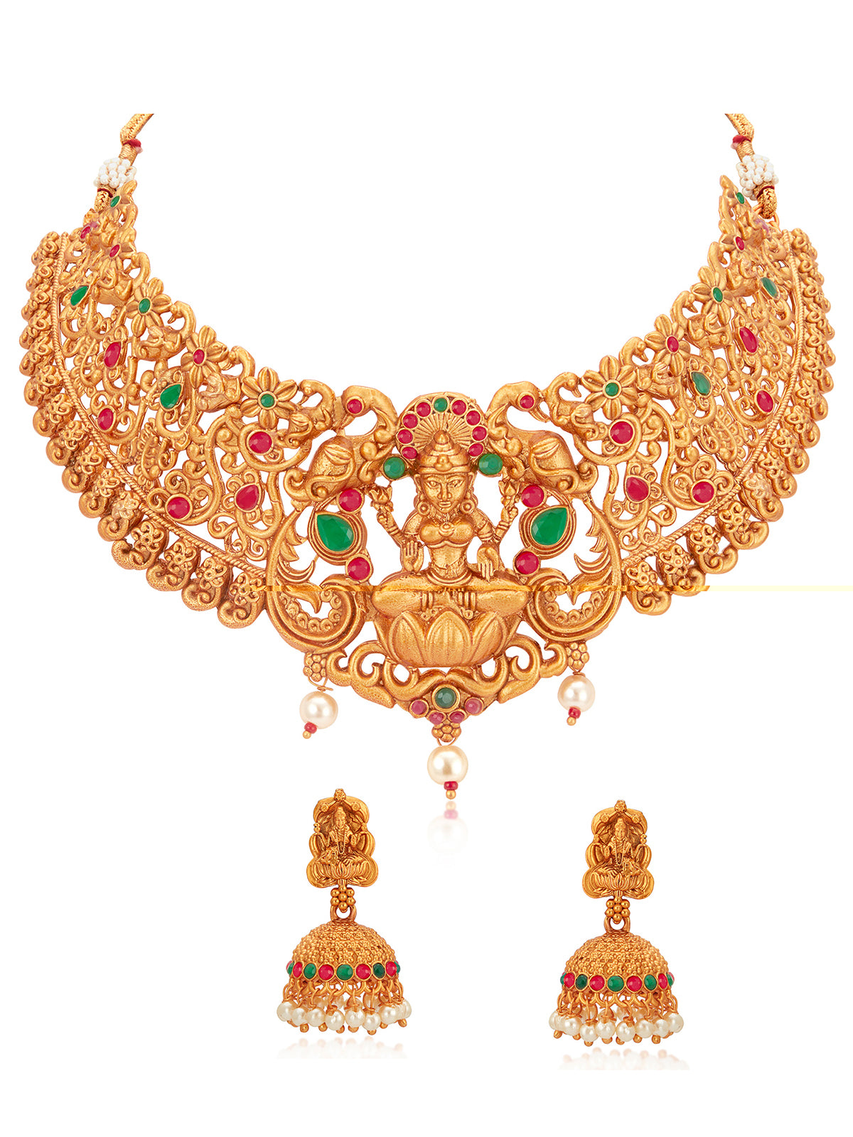 Sukkhi Stunning Gold Plated Temple Choker Necklace Set for Women SKR61671