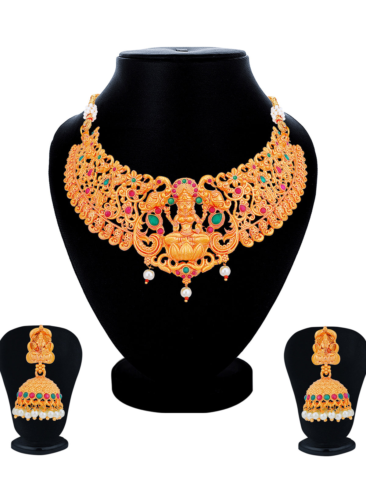 Sukkhi Stunning Gold Plated Temple Choker Necklace Set for Women SKR61671