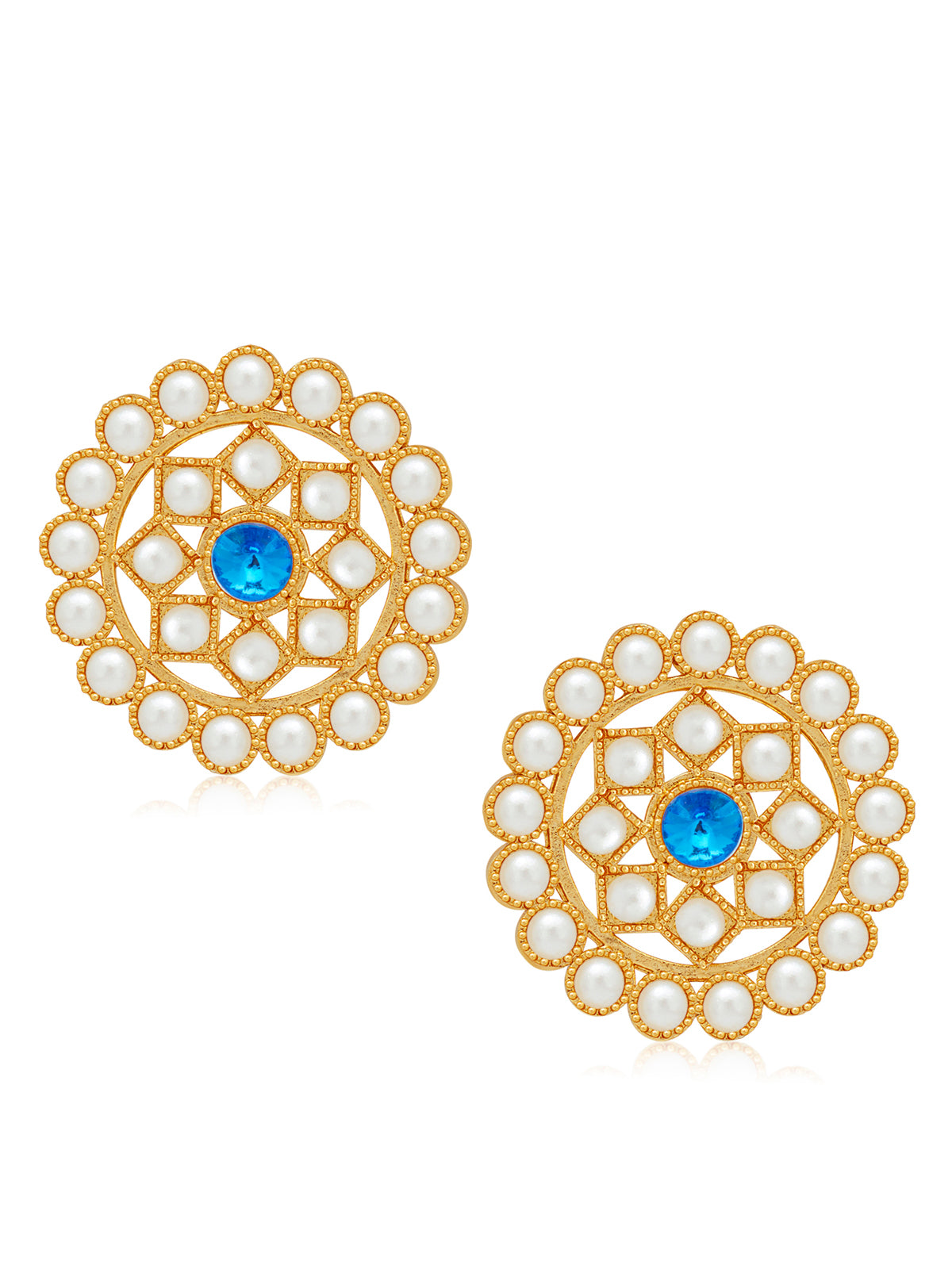 Sukkhi Lovely Gold Plated Dark Blue Pearl Choker Necklace Set for Women SKR70058