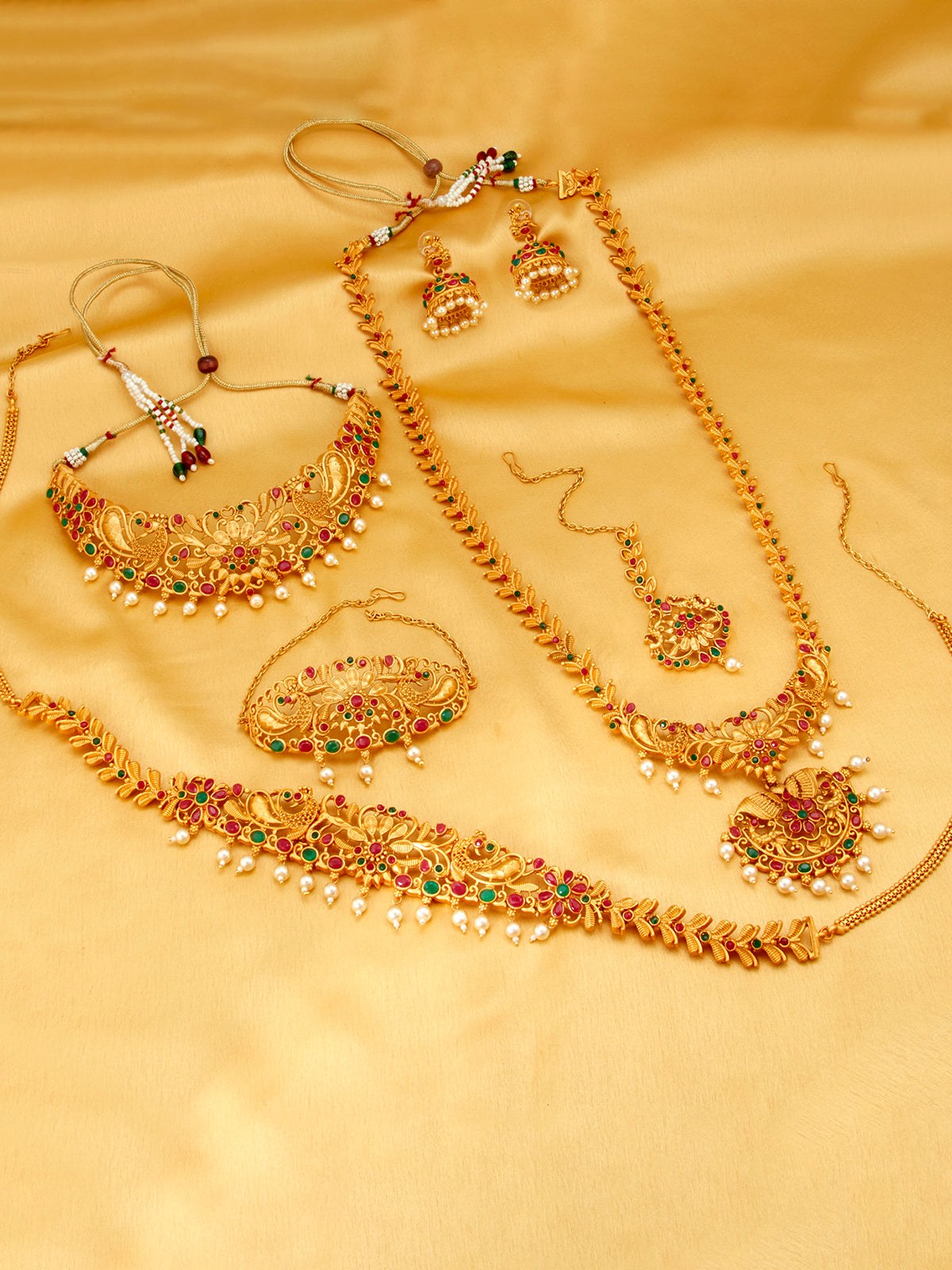 Sukkhi Traditional Pearl Gold Plated Peacock Dulhan Set for Women SKR70420