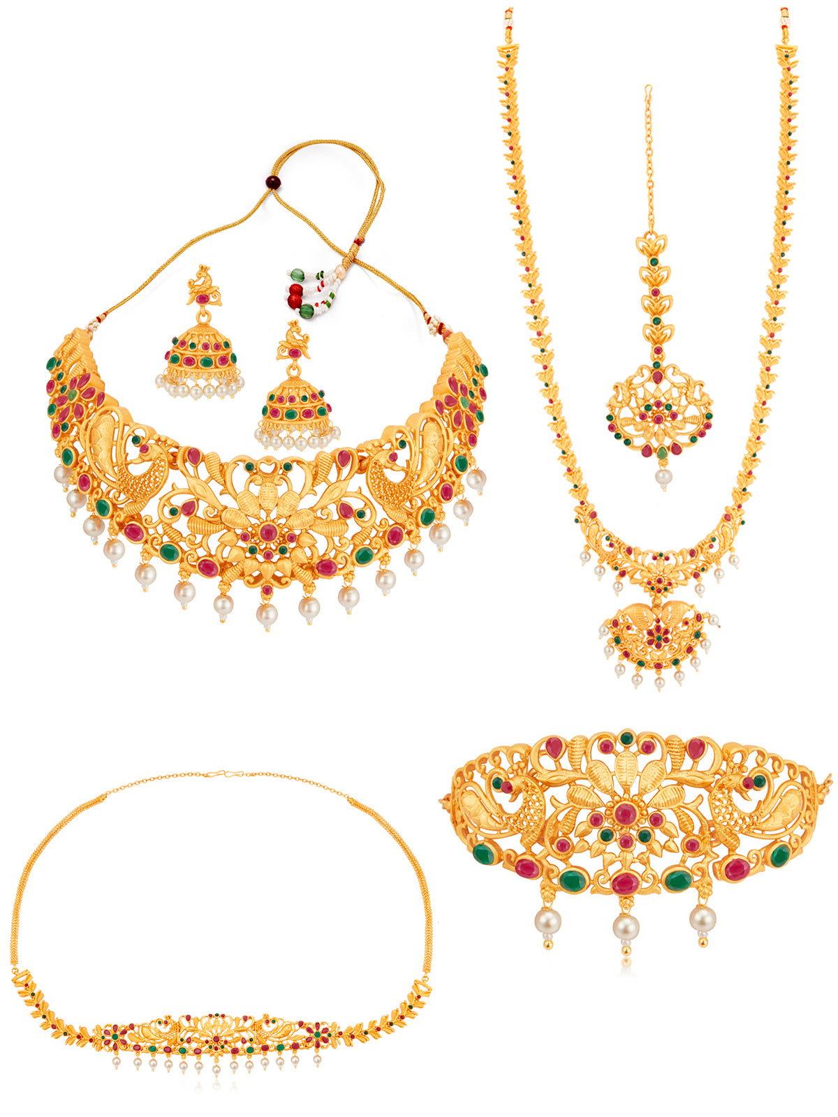Sukkhi Traditional Pearl Gold Plated Peacock Dulhan Set for Women SKR70420