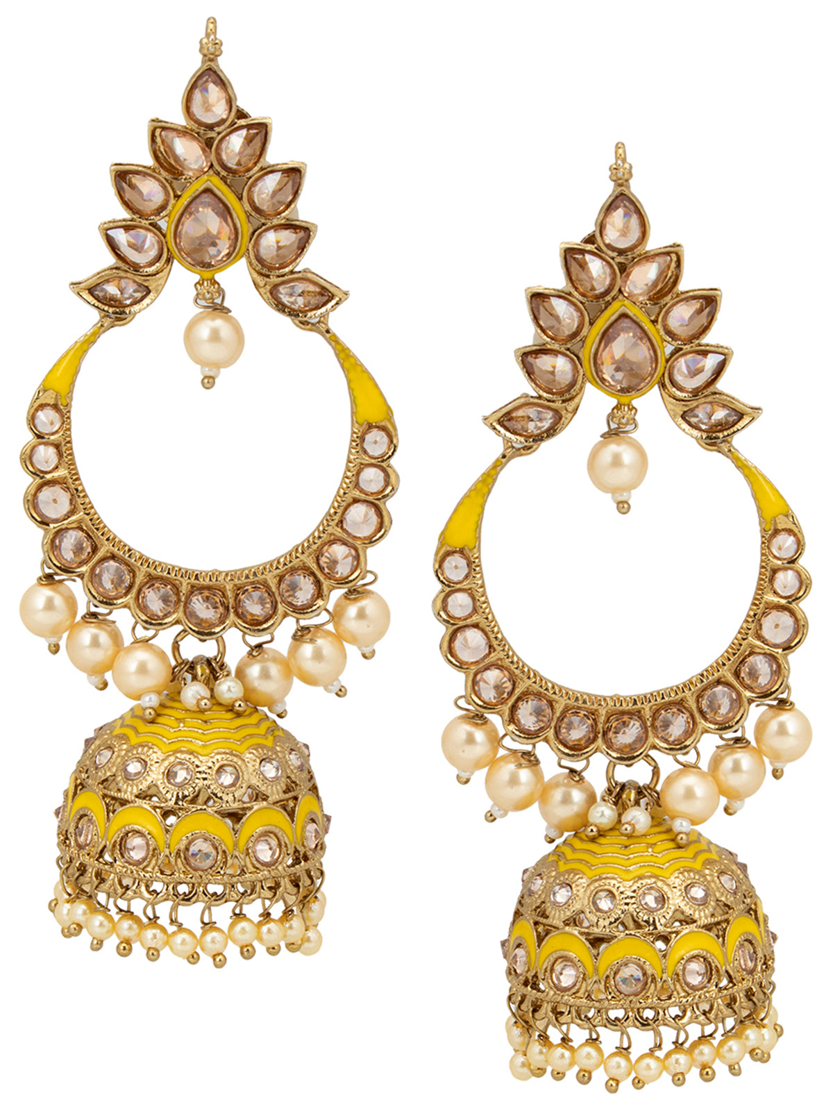 Sukkhi Glorious LCT Gold Plated Pearl Meenakari Jhumki Earring for Women SKR73280