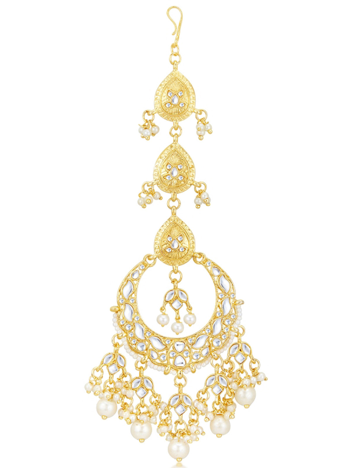 Sukkhi Pretty Pearl Gold Plated Kundan Maangtikka for Women SKR85509