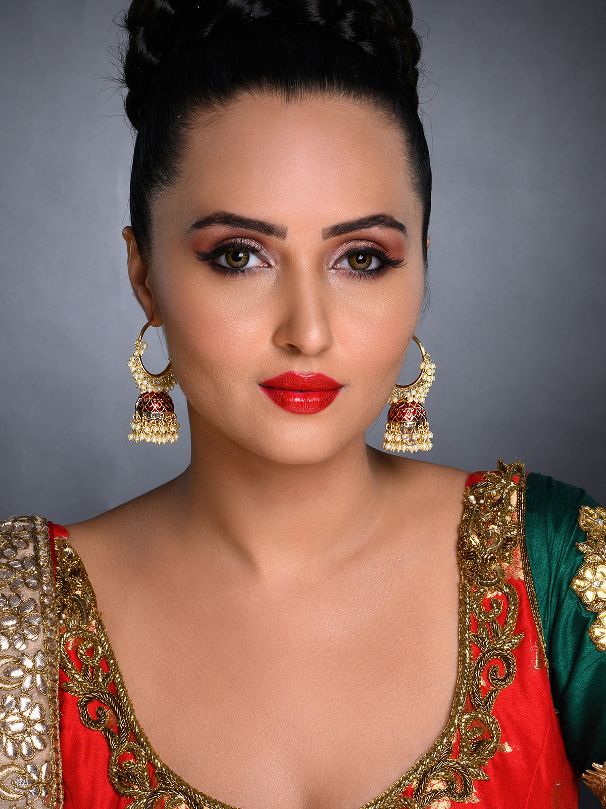 Sukkhi Charming Pearl Gold Plated Meenakari Jumki Earring Set for Women SKR85641