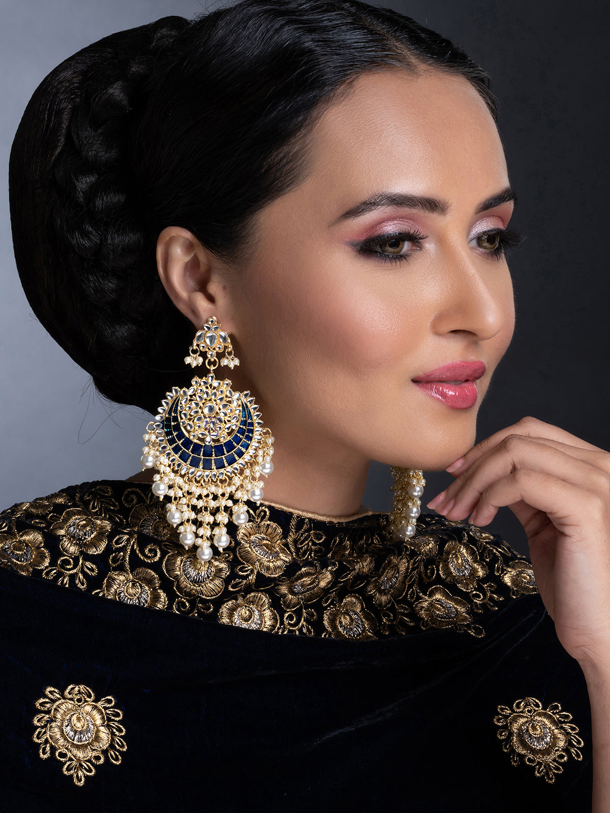 Sukkhi Exclusive Pearl Gold Plated Kundan Meenakari Earring Set for Women SKR85659