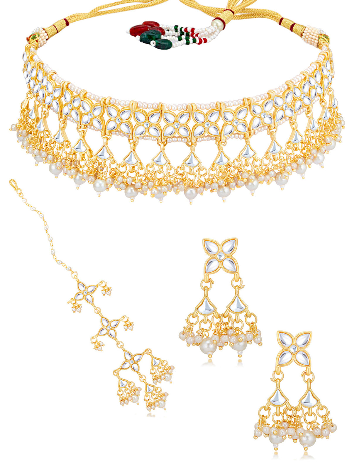 Sukkhi Youthful Kundan Gold Plated Pearl Choker Necklace Set for Women SKR85687