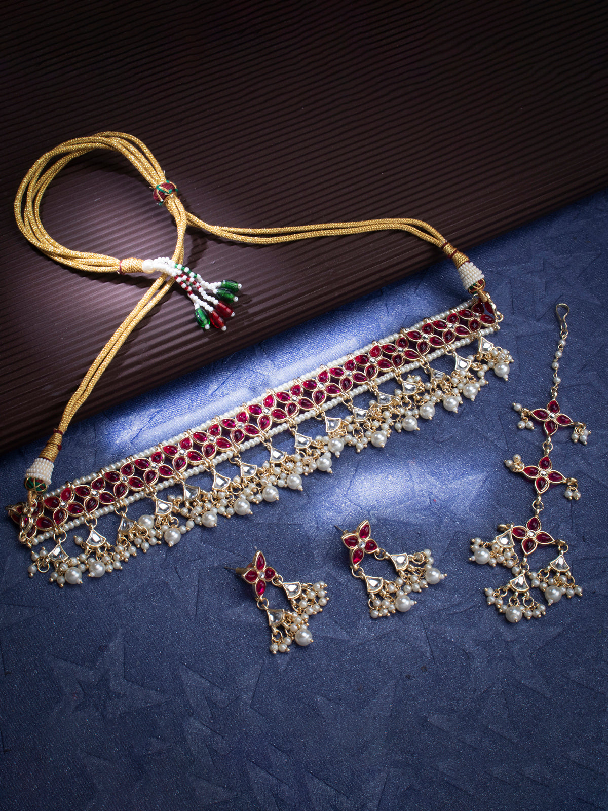 Sukkhi Resplendent Kundan Gold Plated Pearl Choker Necklace Set for Women SKR85688