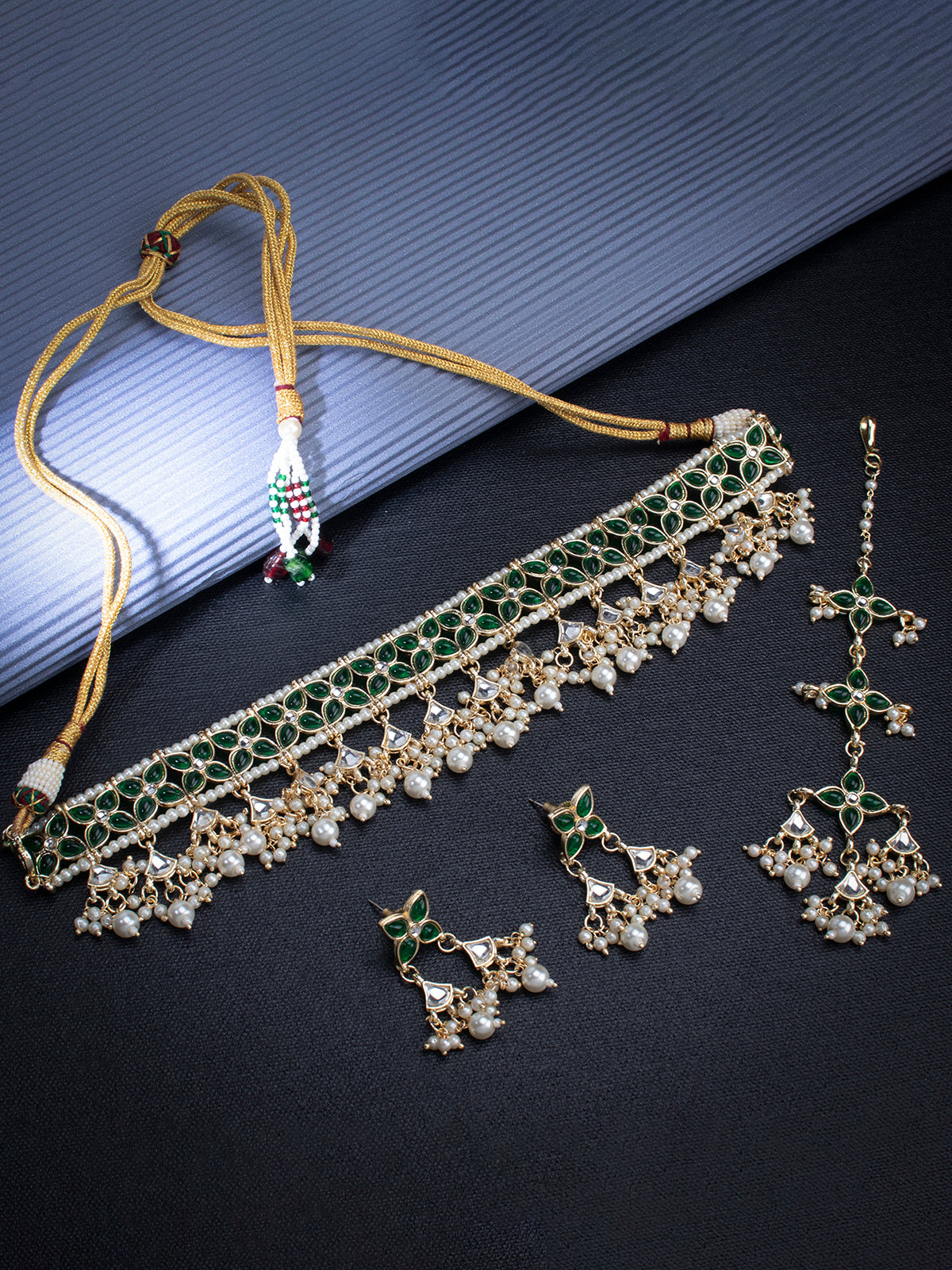 Sukkhi Splendid Kundan Gold Plated Pearl Choker Necklace Set for Women SKR85689
