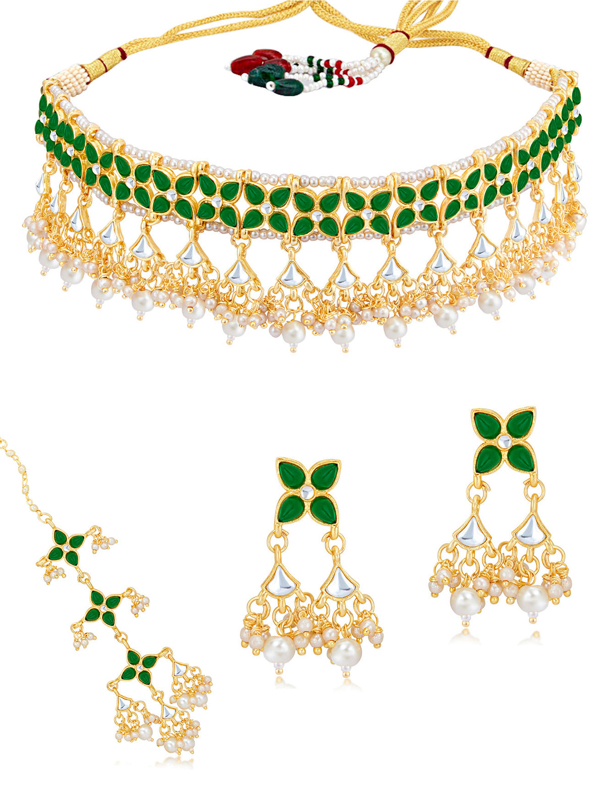 Sukkhi Splendid Kundan Gold Plated Pearl Choker Necklace Set for Women SKR85689