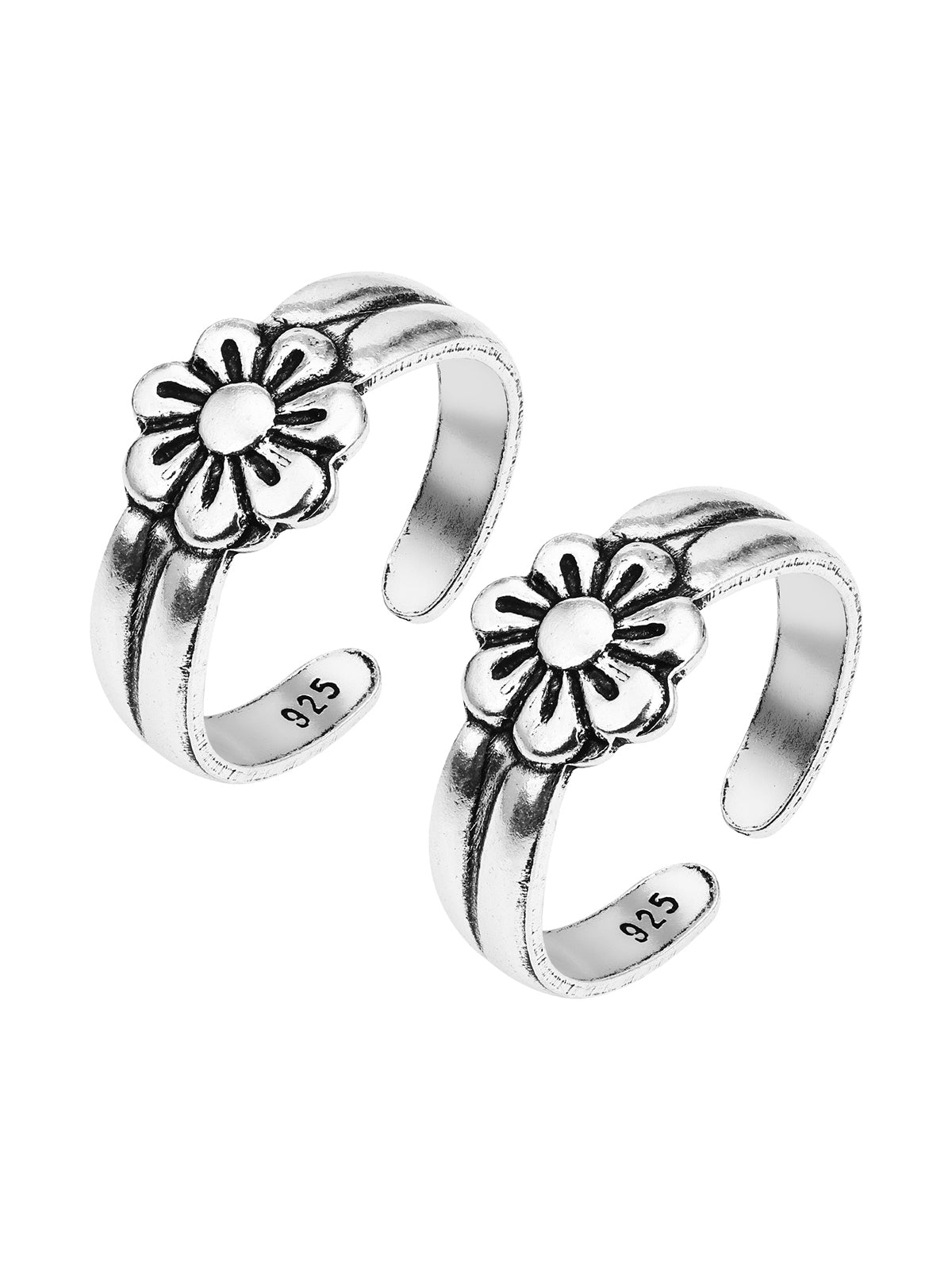 Pissara by Sukkhi Floral 925 Sterling Silver Toe Rings For Women And Girls|with Authenticity Certificate, 925 Stamp & 6 Months Warranty TR104674