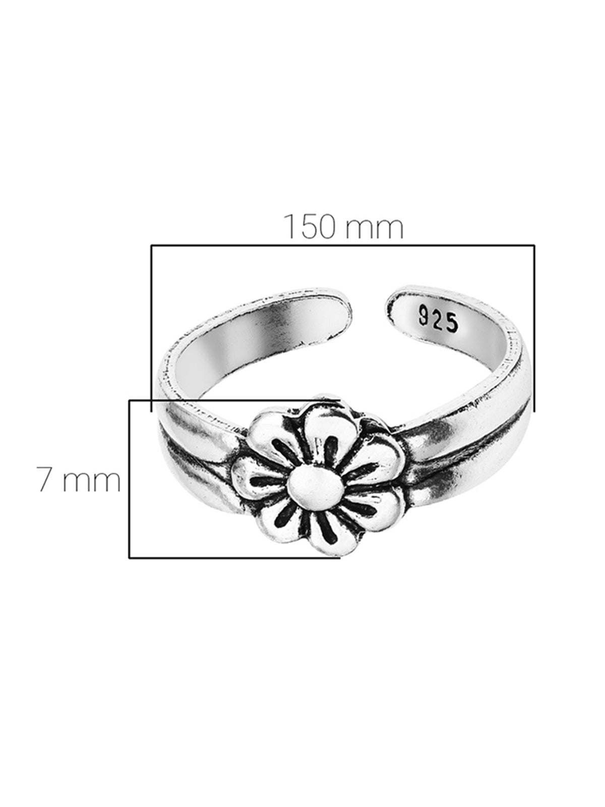 Pissara by Sukkhi Floral 925 Sterling Silver Toe Rings For Women And Girls|with Authenticity Certificate, 925 Stamp & 6 Months Warranty TR104674