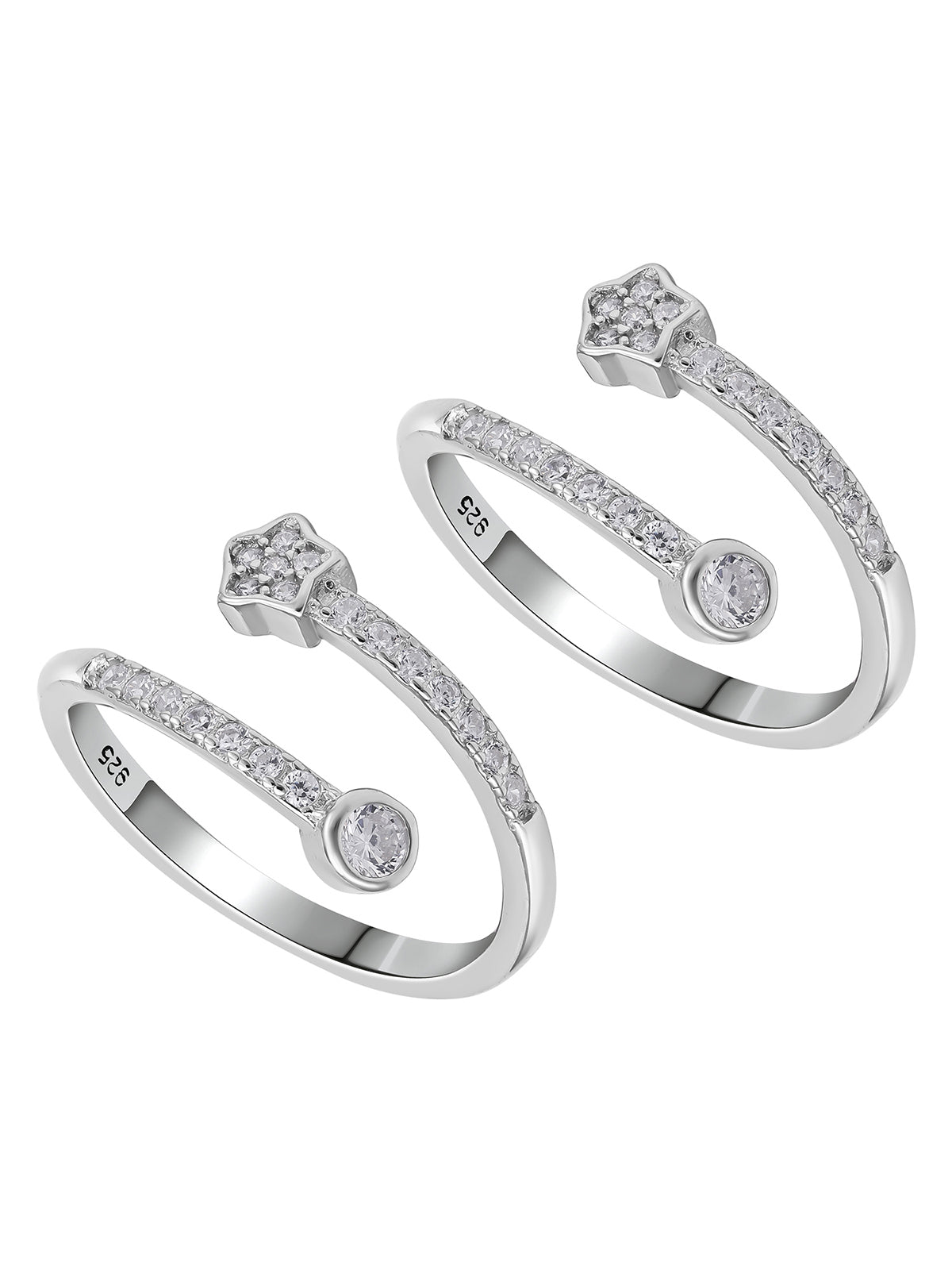 Pissara by Sukkhi Fabulous 925 Sterling Silver Cubic Zirconia Toe Rings For Women And Girls|with Authenticity Certificate, 925 Stamp & 6 Months Warranty TR104683