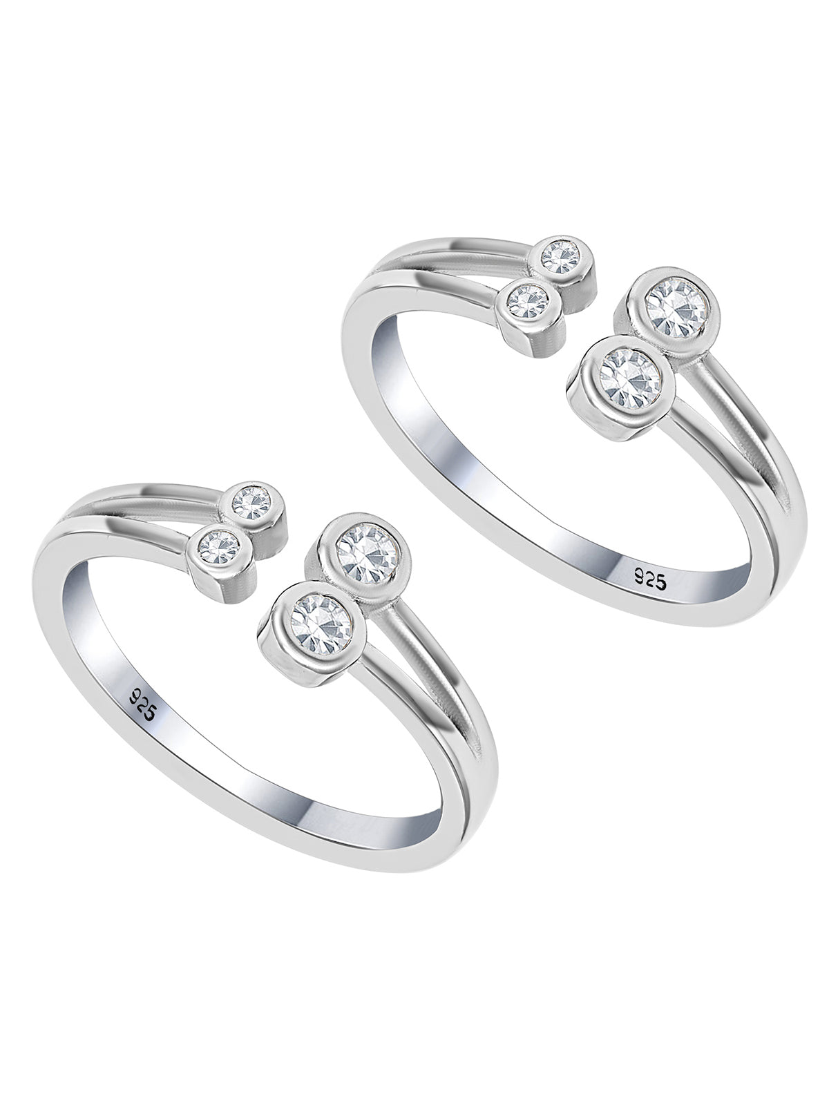 Pissara by Sukkhi Marvelous 925 Sterling Silver Cubic Zirconia Toe Rings For Women And Girls|with Authenticity Certificate, 925 Stamp & 6 Months Warranty TR104684