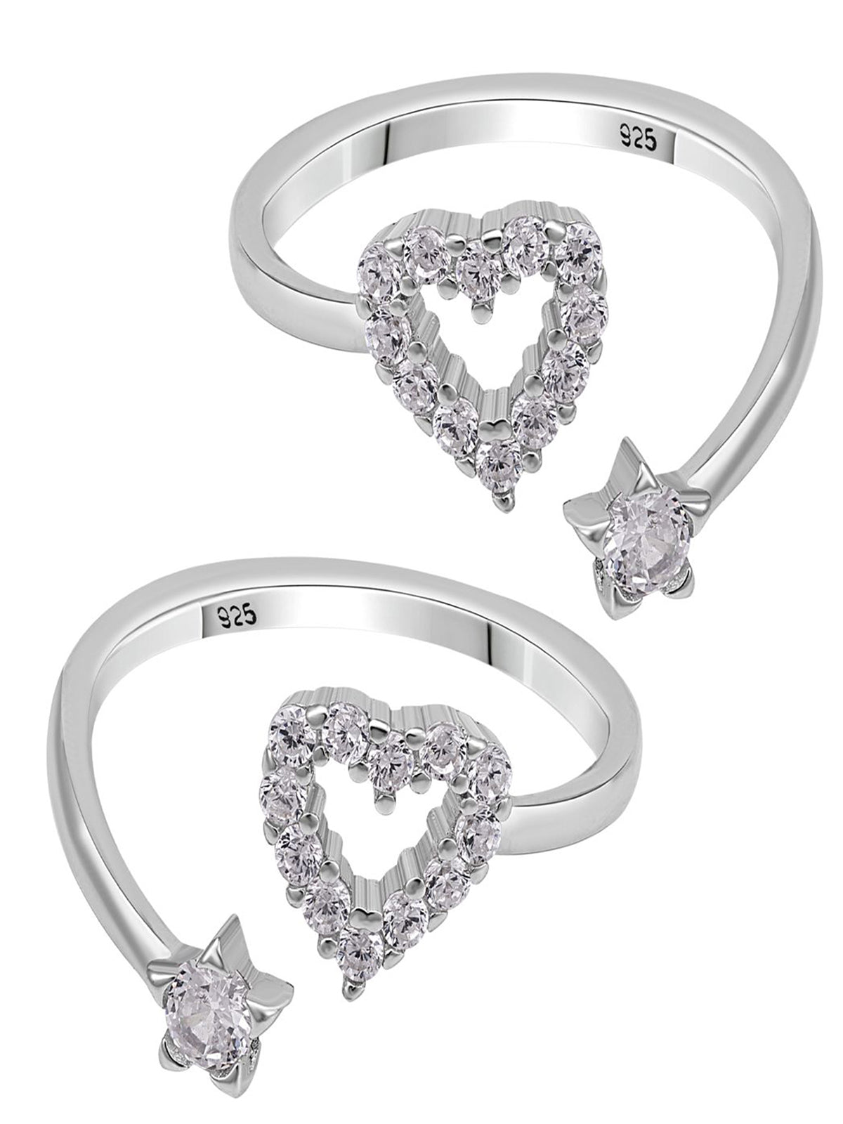 Pissara by Sukkhi Awesome 925 Sterling Silver Cubic Zirconia Toe Rings For Women And Girls|with Authenticity Certificate, 925 Stamp & 6 Months Warranty TR104685