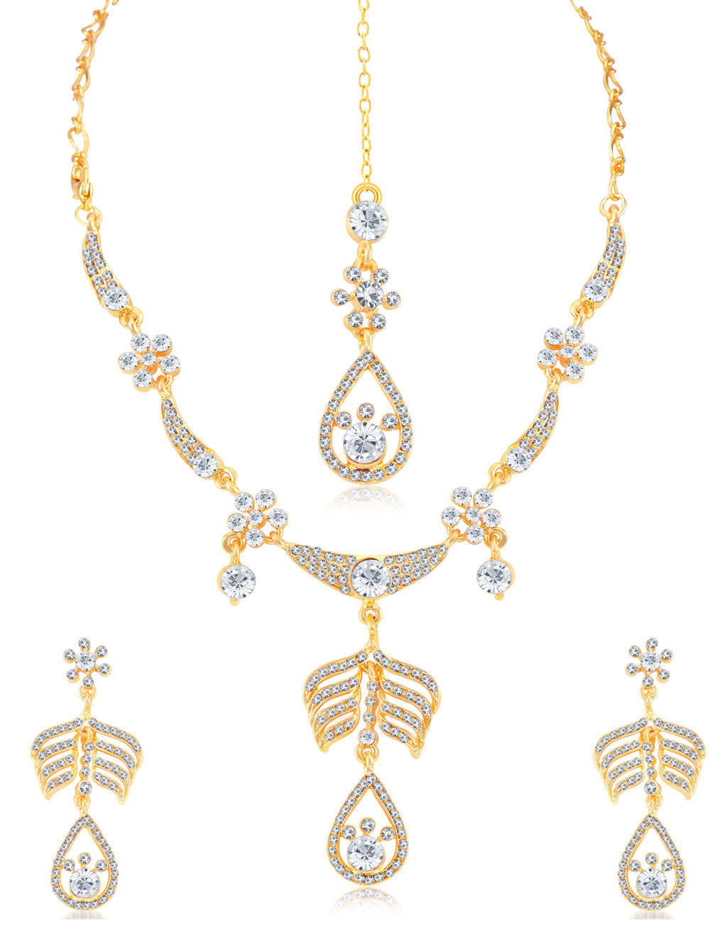 Sukkhi Luxurious Gold Plated Austrian Stone Necklace Set Combo For Women