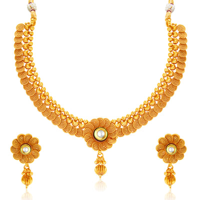 Sukkhi Jalebi Four String Gold Plated Necklace Set Combo For Women