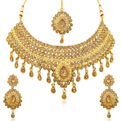 Sukkhi Sparkling Gold Plated LCT Necklace Set Combo For Women