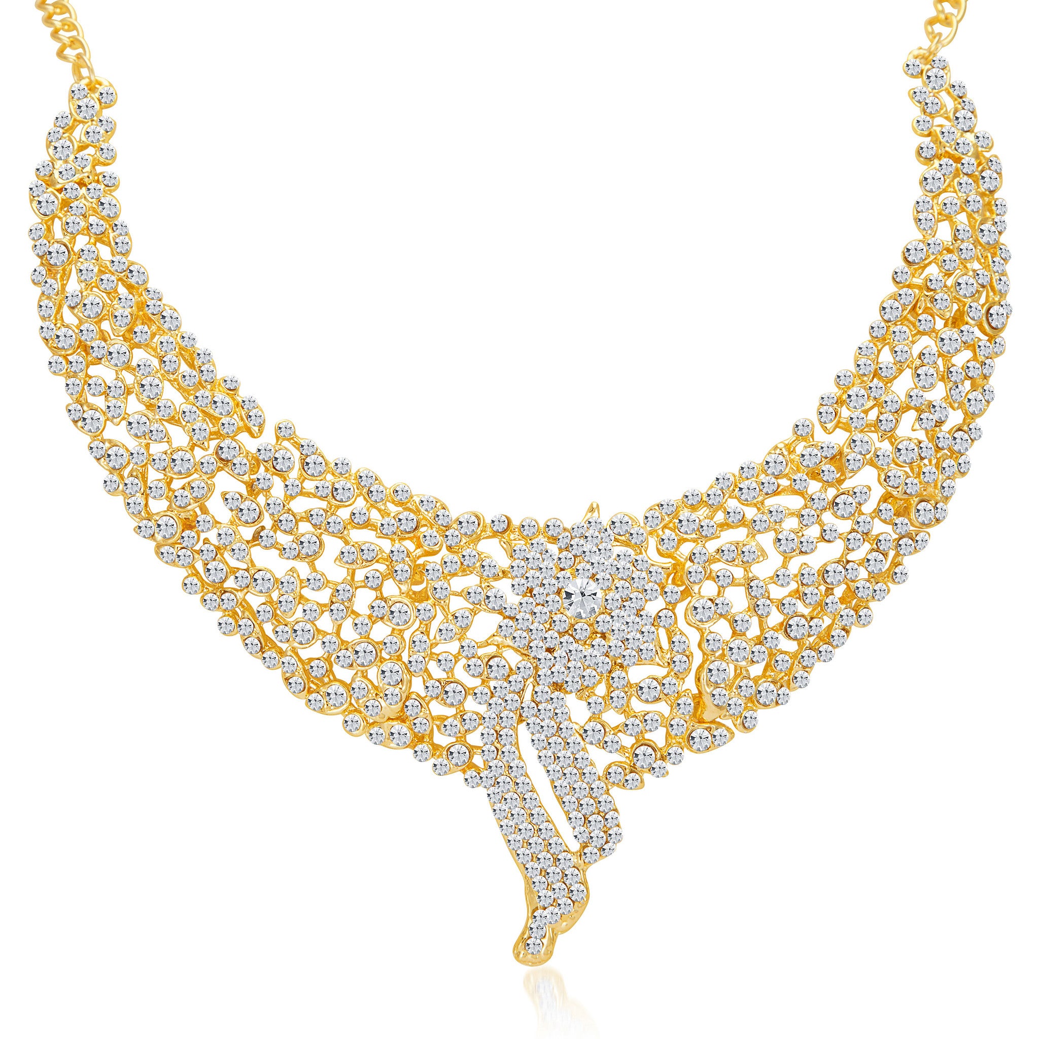 Sukkhi - Kritika Kamra Sleek Gold plated AD Stone Party Wear Necklace Set-4