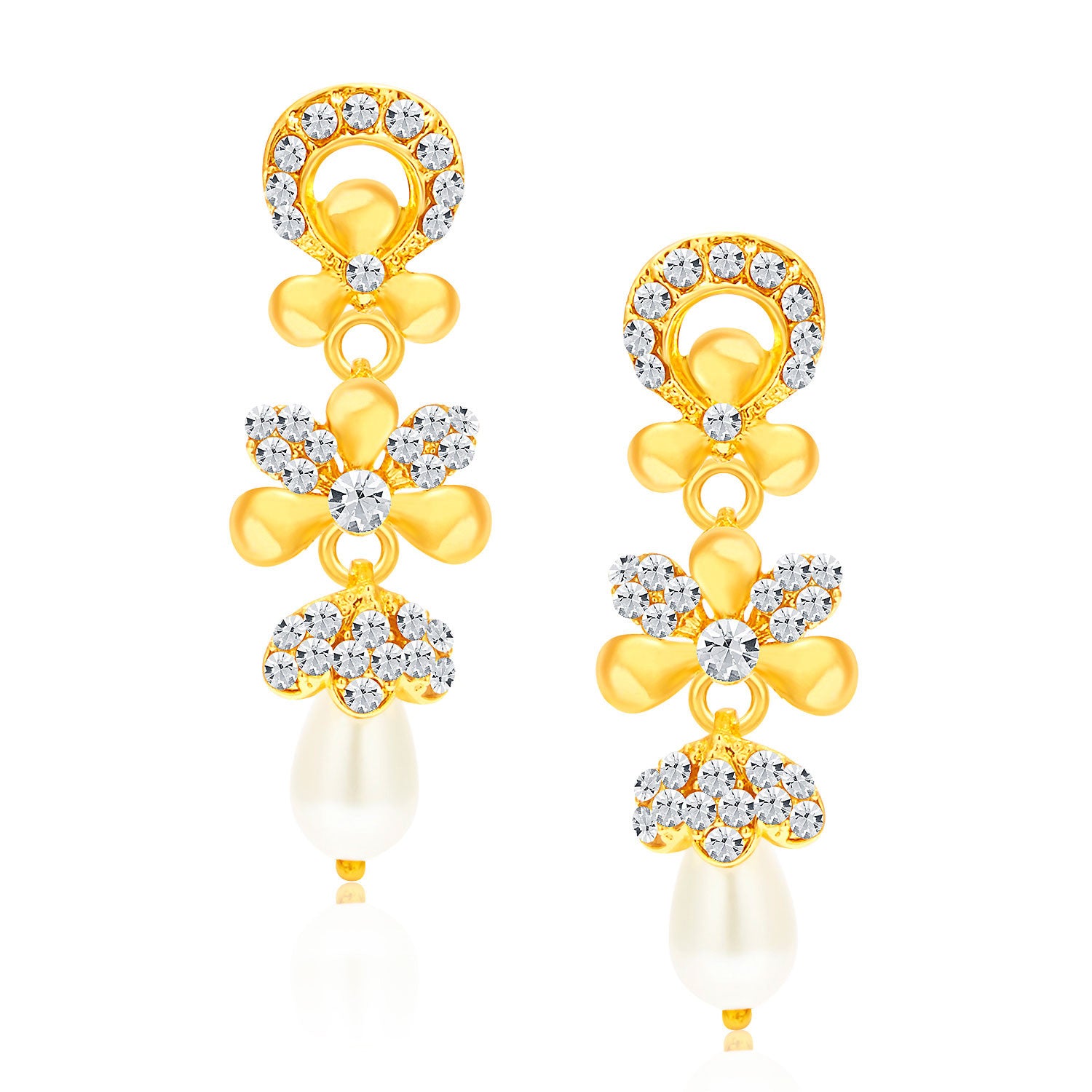 Sukkhi Glittery Gold Plated AD Necklace Set For Women-5