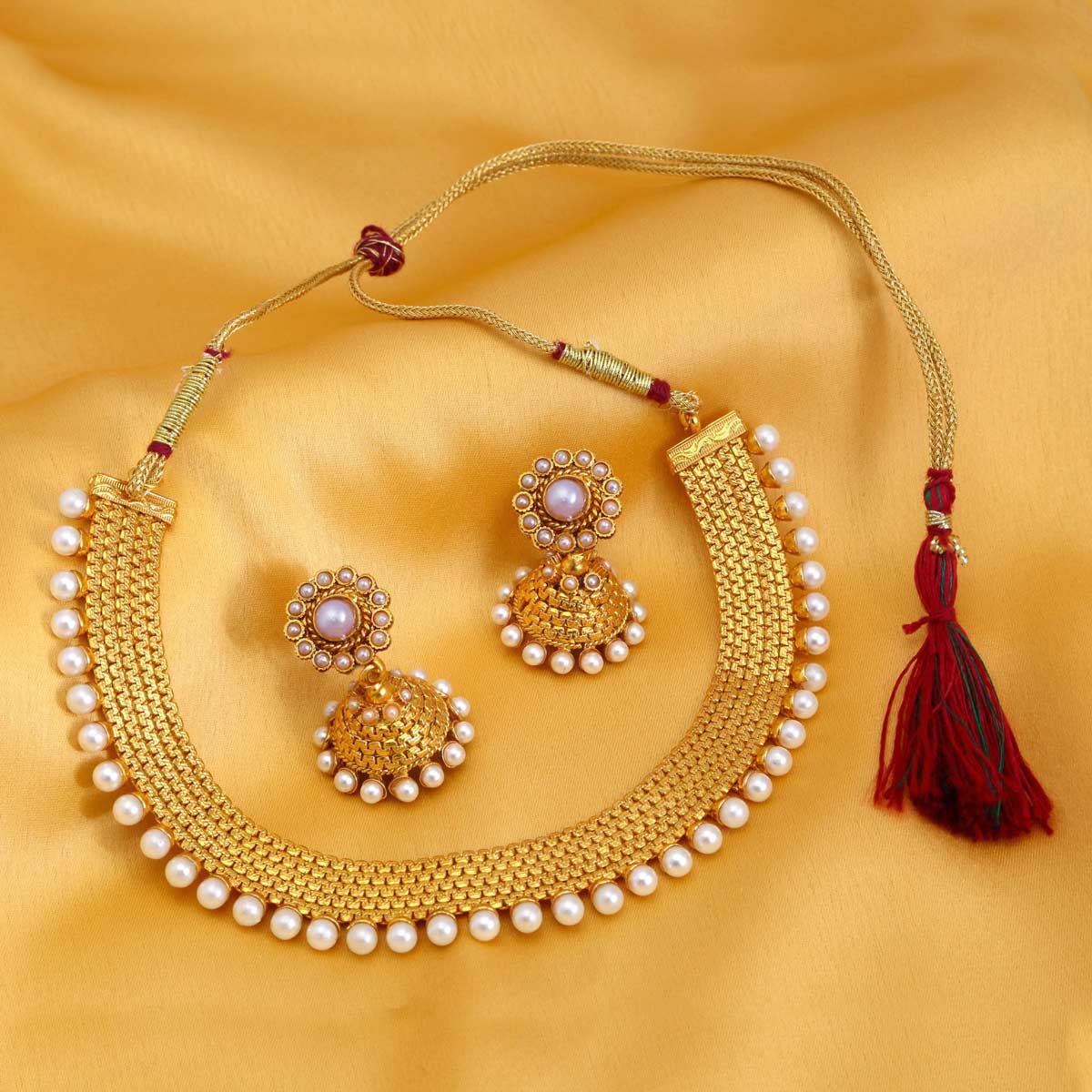 Sukkhi Gold Plated Moti Necklace Set For Women