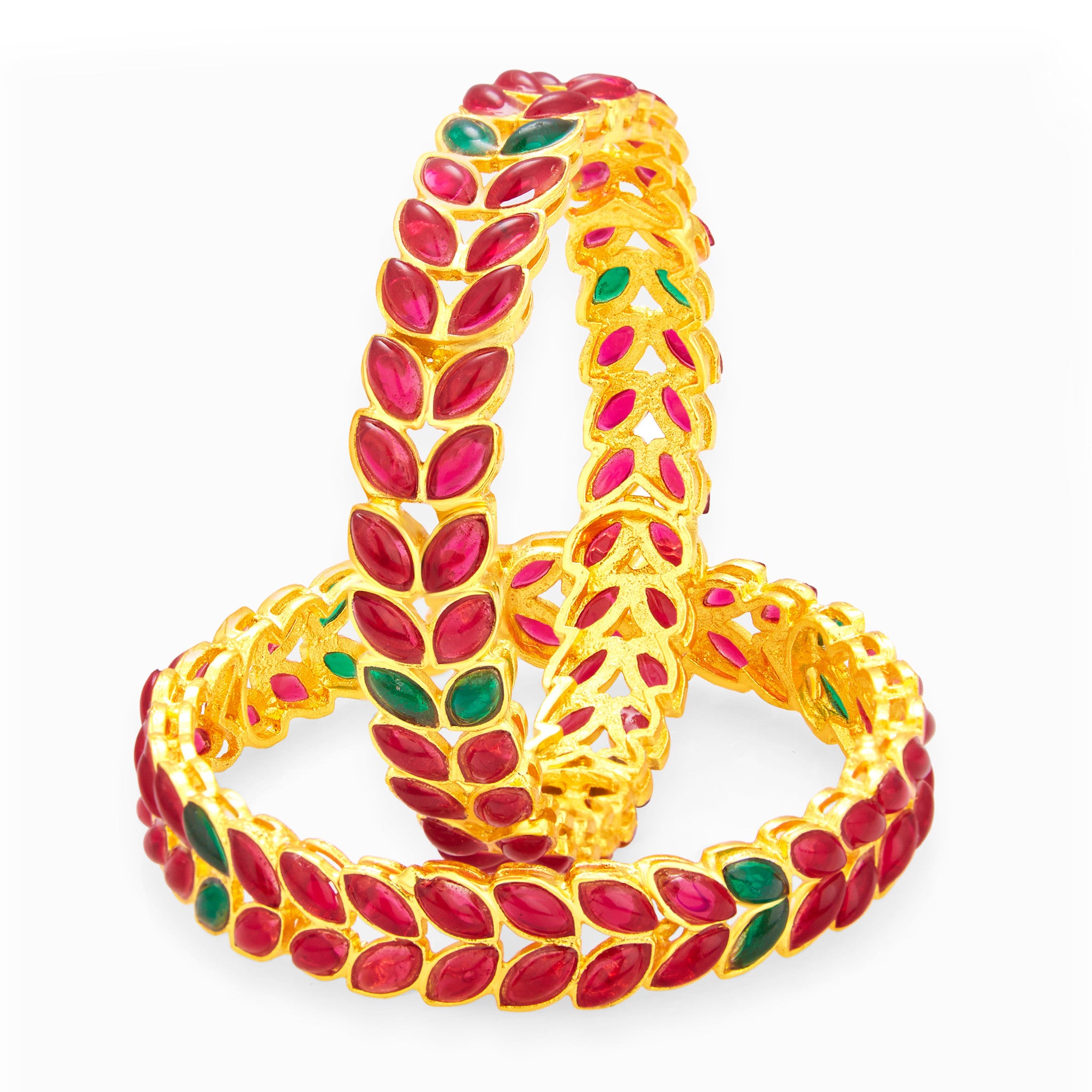 Sukkhi Sparkling Kempu Stone Gold Plated Bangle For Women