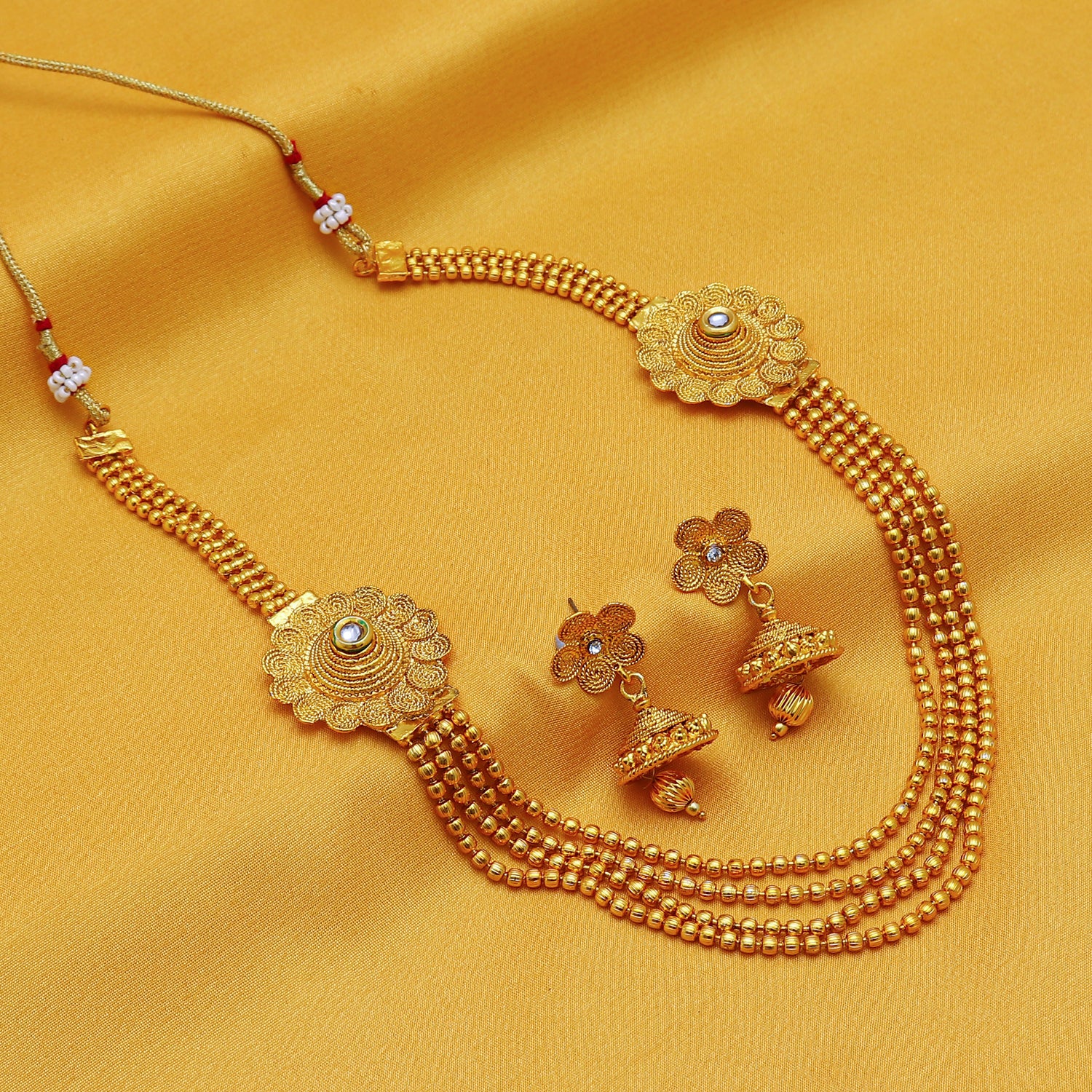 Sukkhi Marvellous Jalebi 4 String Gold Plated Necklace Set For Women