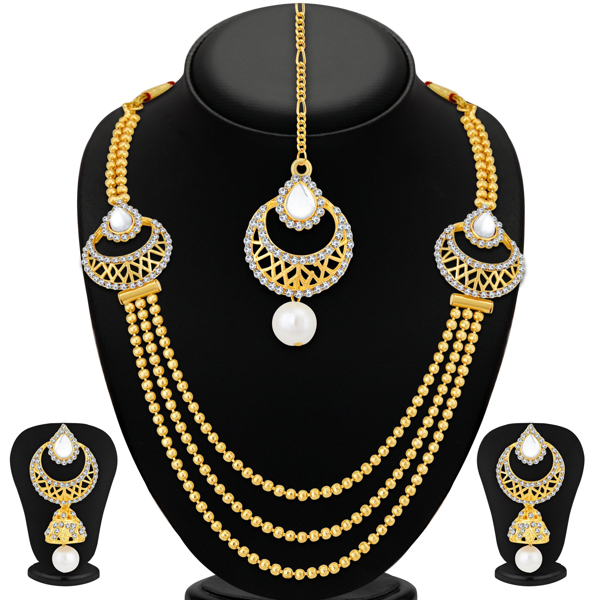 Sukkhi Gorgeous Peacock Gold Plated Set of 3 Necklace Set Combo For Women-3