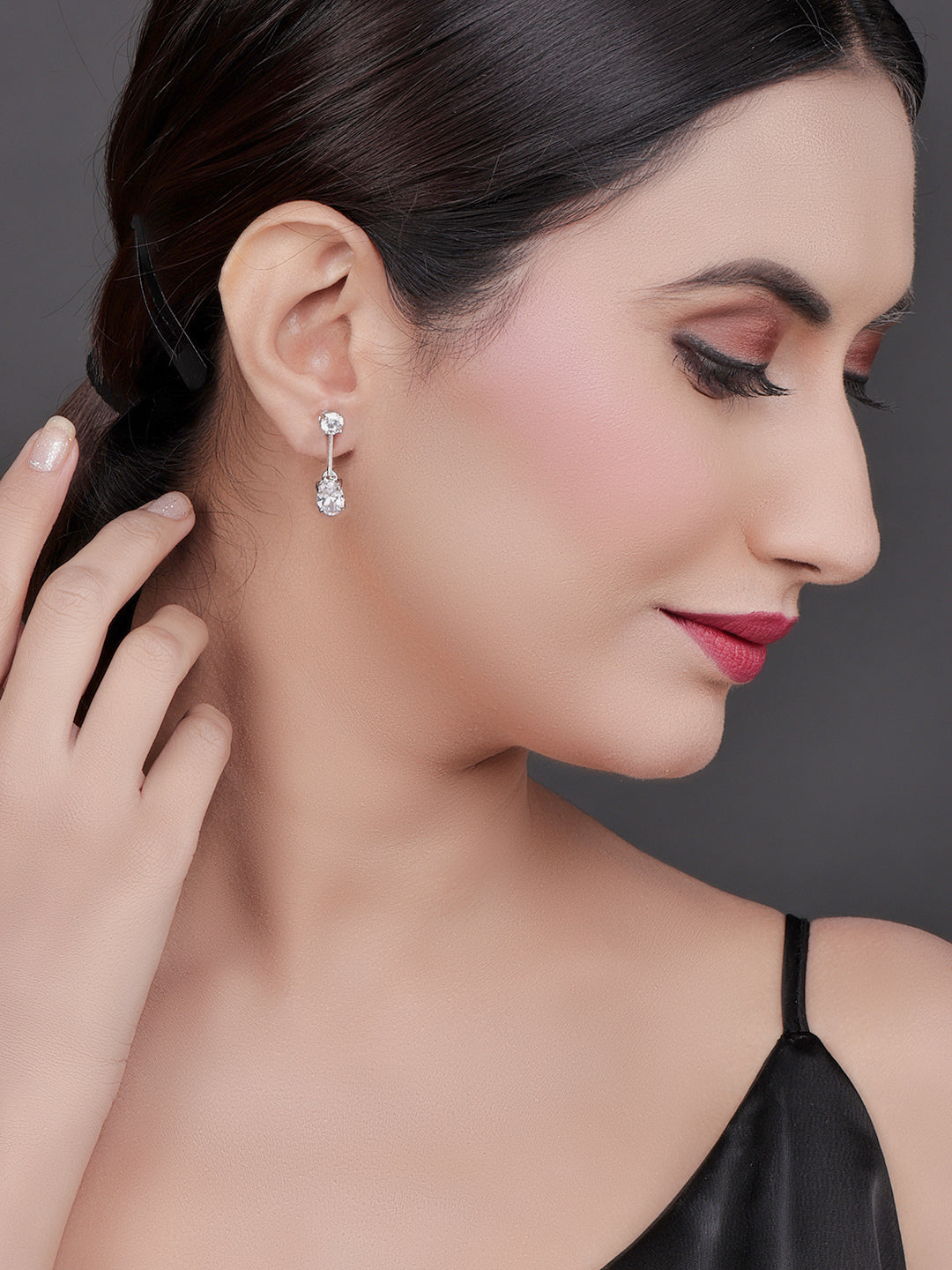 Pissara by Sukkhi Marvelous 925 Sterling Silver Cubic Zirconia Earrings For Women And Girls|with Authenticity Certificate, 925 Stamp & 6 Months Warranty