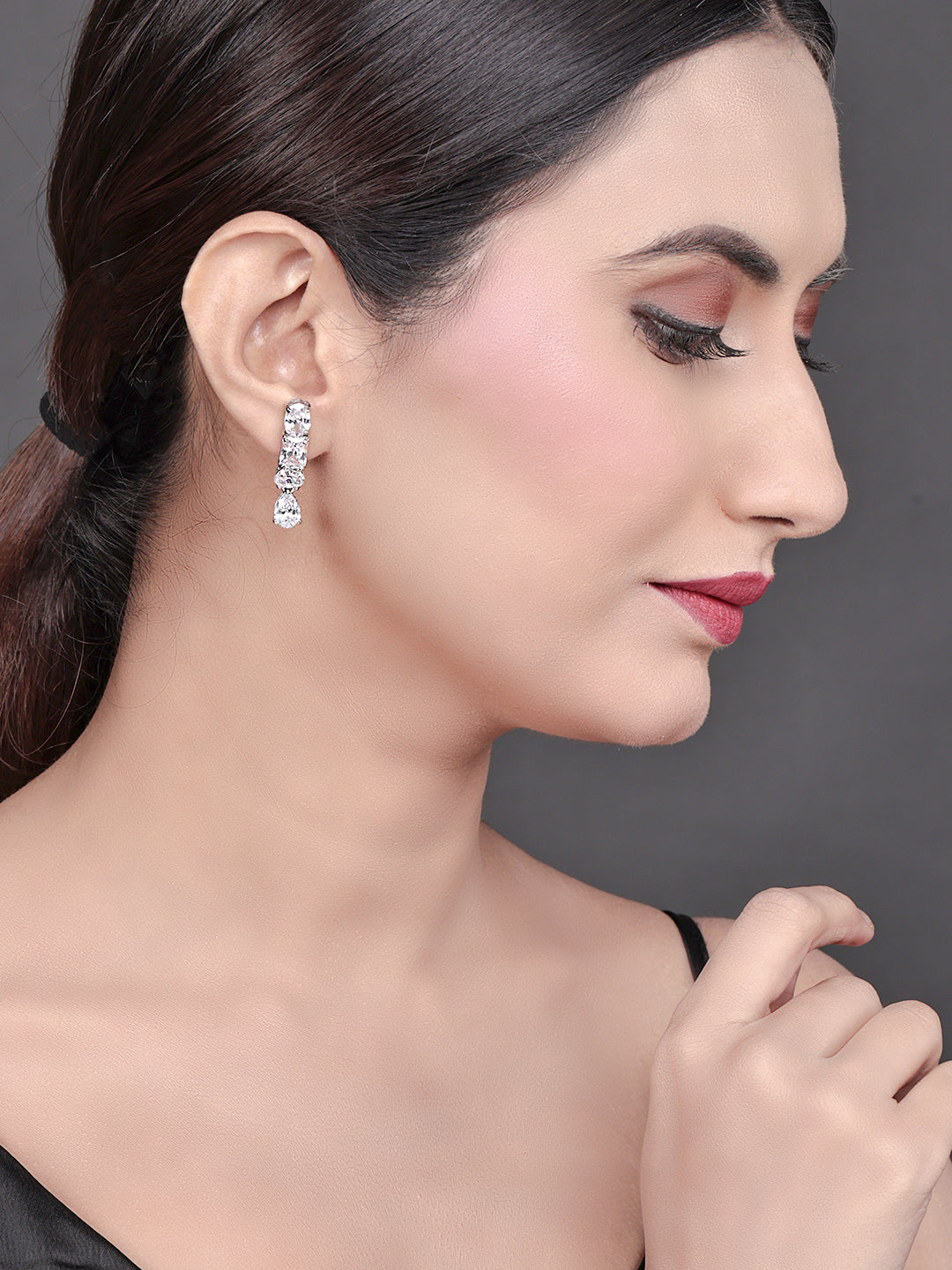 Pissara by Sukkhi Fabulous 925 Sterling Silver Cubic Zirconia Earrings For Women And Girls|with Authenticity Certificate, 925 Stamp & 6 Months Warranty