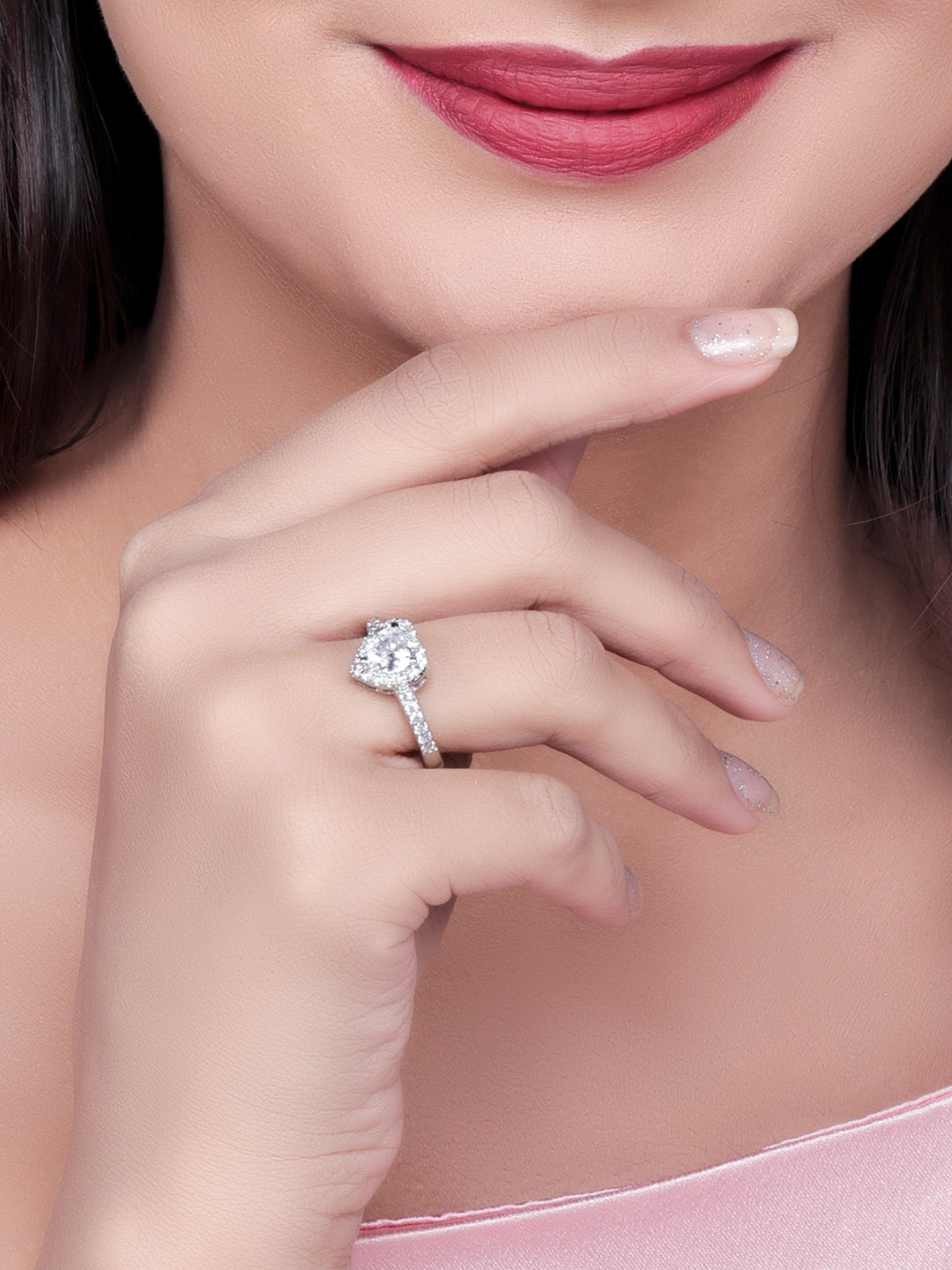 Pissara by Sukkhi Adorable 925 Sterling Silver Cubic Zirconia Finger Ring For Women And Girls|with Authenticity Certificate, 925 Stamp & 6 Months Warranty
