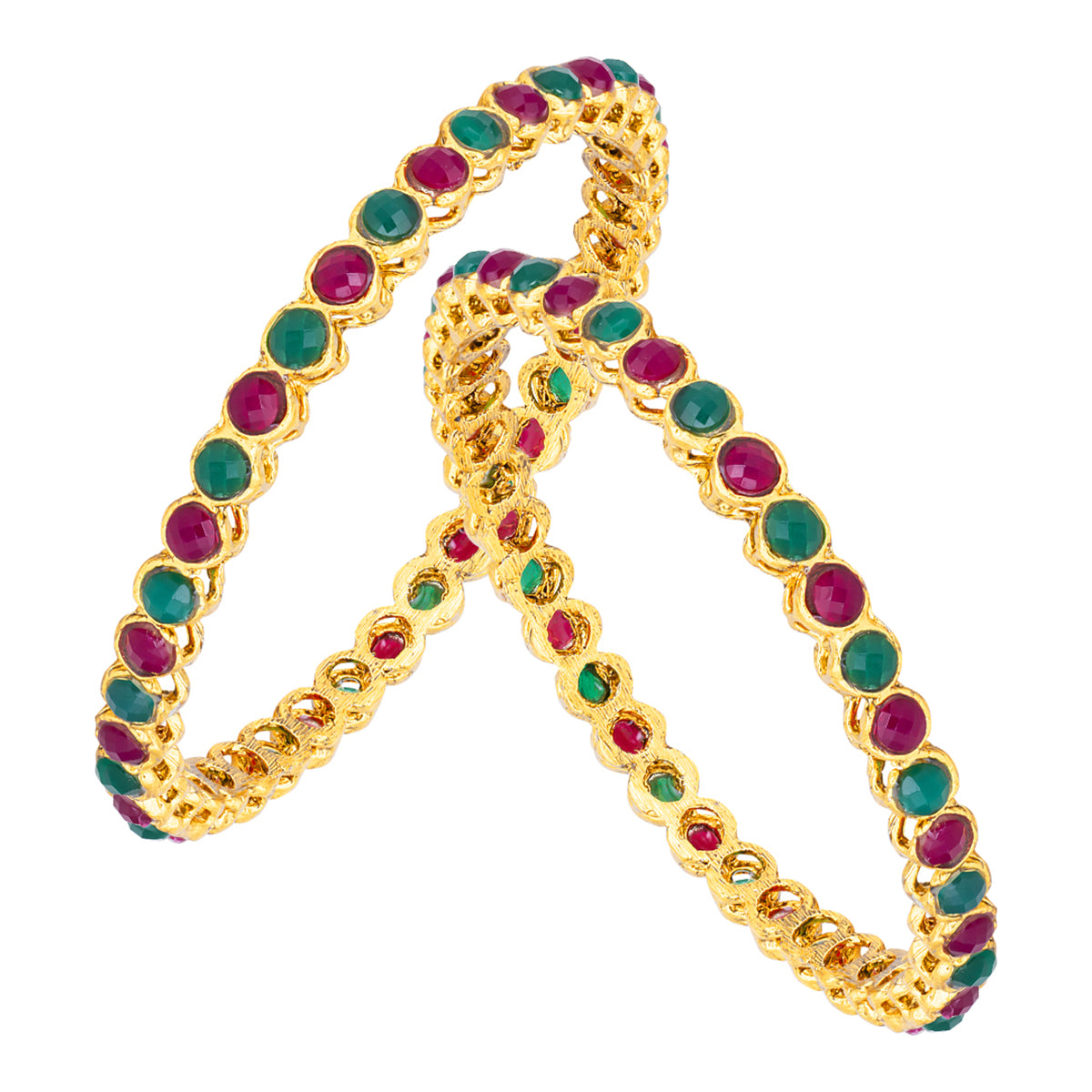 Sukkhi Pretty Kempu Stone Gold Plated (Set of 2) Bangle For Women (B100500_2.6)