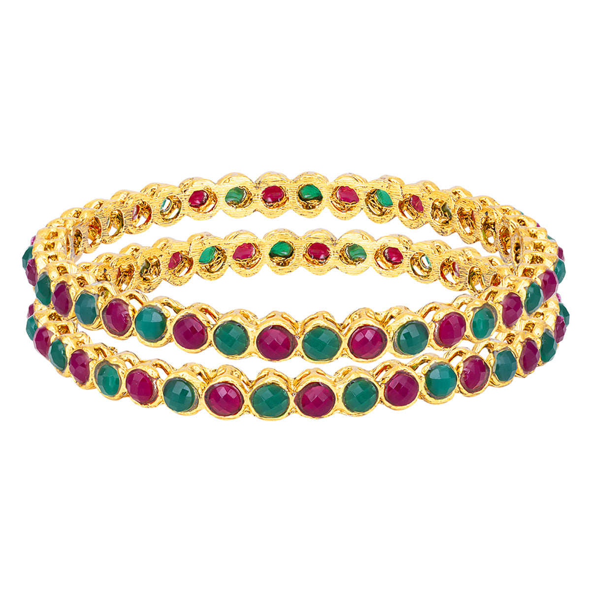 Sukkhi Pretty Kempu Stone Gold Plated (Set of 2) Bangle For Women (B100500_2.6)