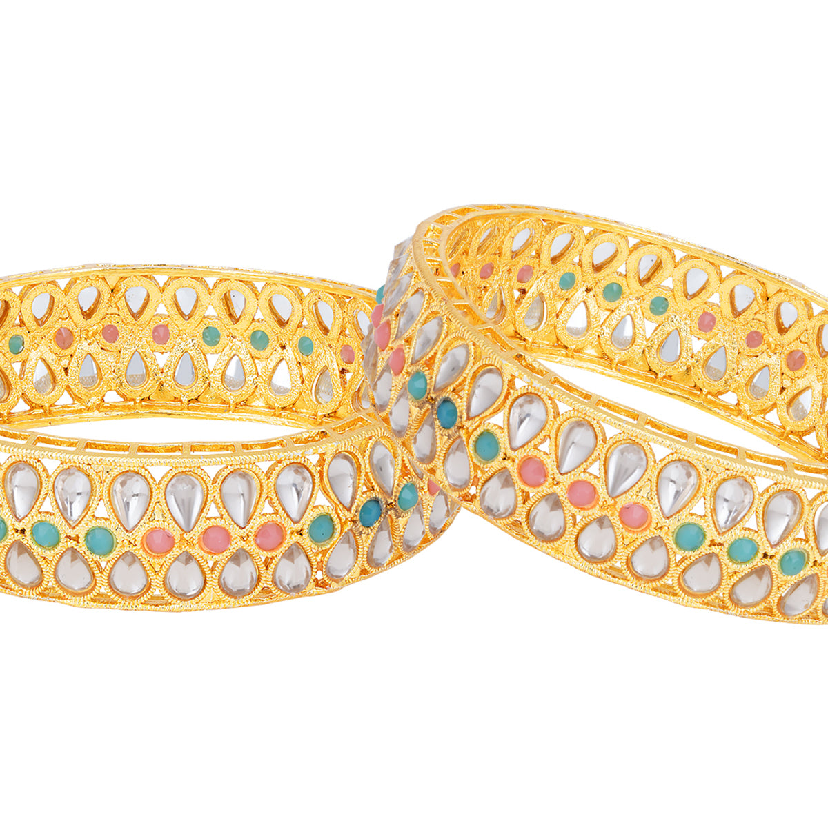 Sukkhi Sublime Gold Plated Traditional (Set of 2) Bangles For Women (B100518_2.8)
