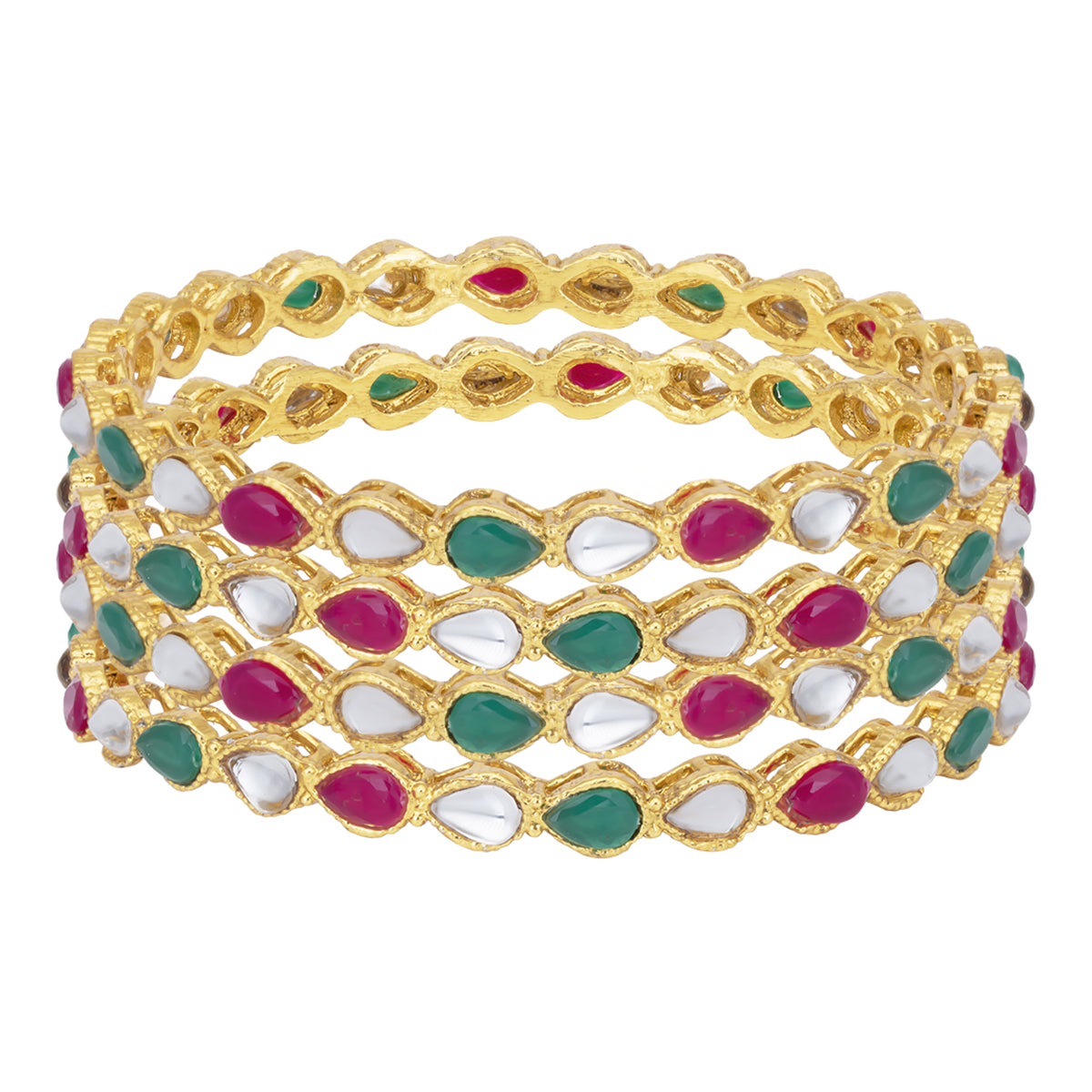 Sukkhi Elegant Gold Plated Kundan Bangle For Women (Set of 4) (B100542_2.4)