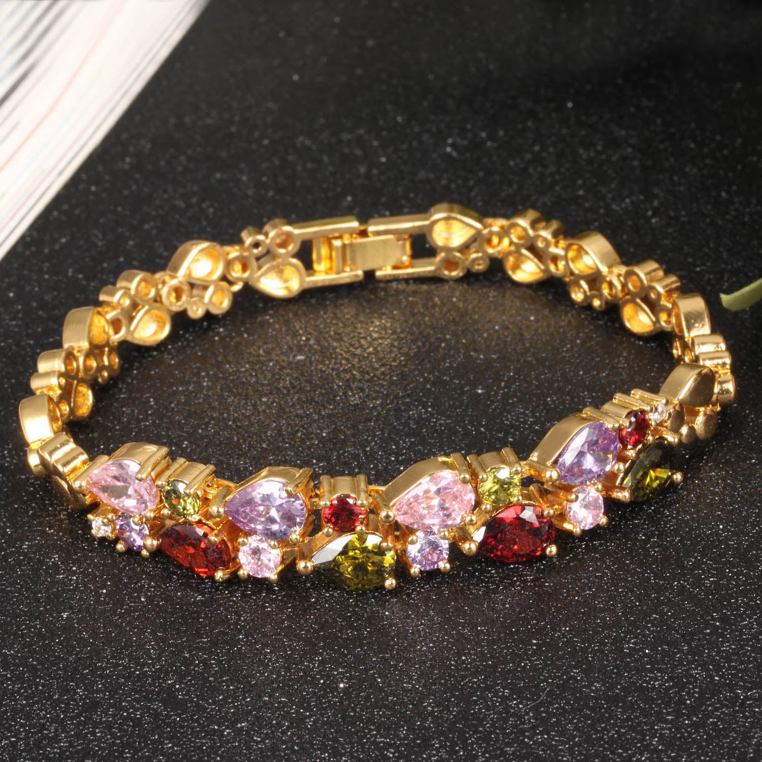 Scintillare by Sukkhi Glitzy Crystals from Swarovski Gold Plated Bracelet for Women and Girls