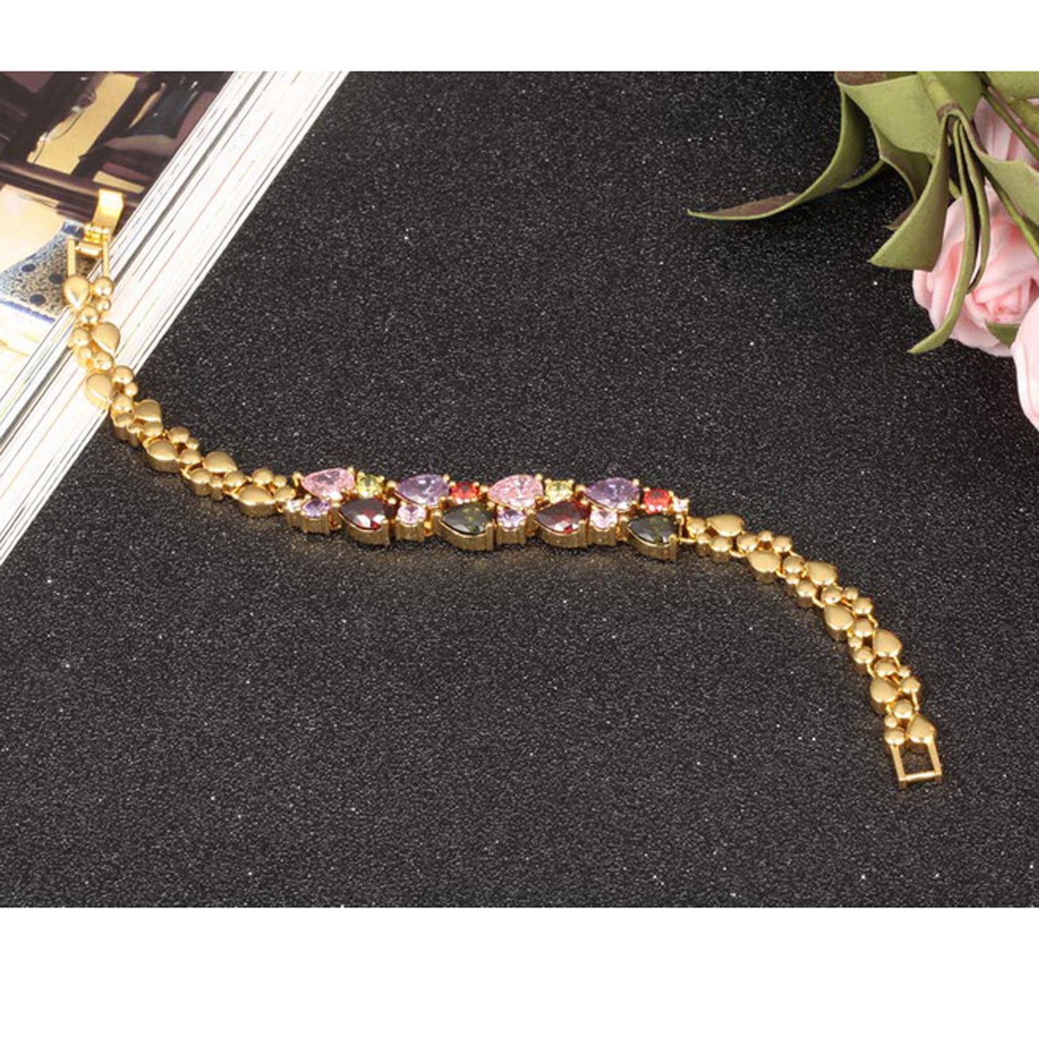 Scintillare by Sukkhi Glitzy Crystals from Swarovski Gold Plated Bracelet for Women and Girls