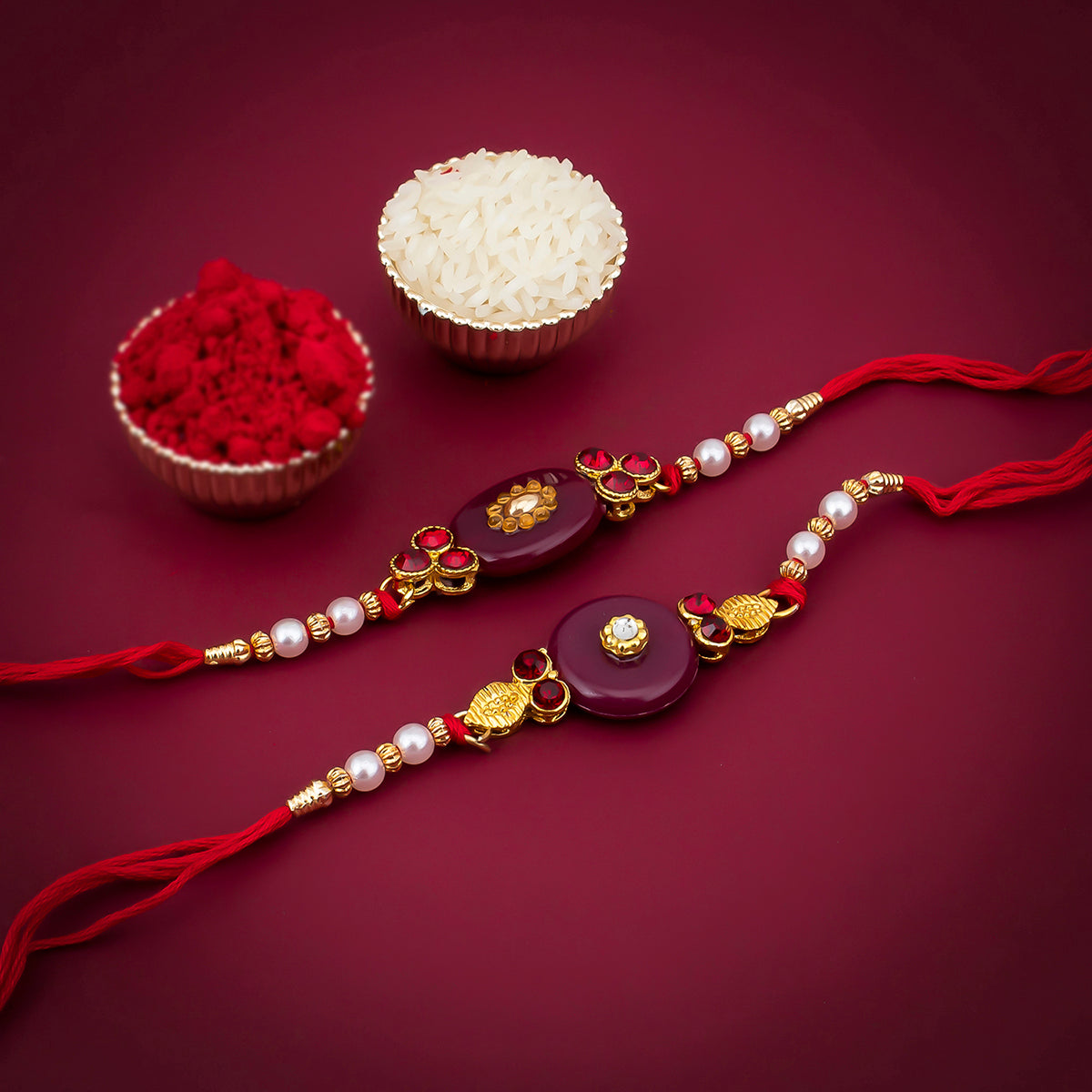 Sukkhi Attractive Rakhi Combo (Set of 2) with Roli Chawal and Raksha Bandhan Greeting Card For Men