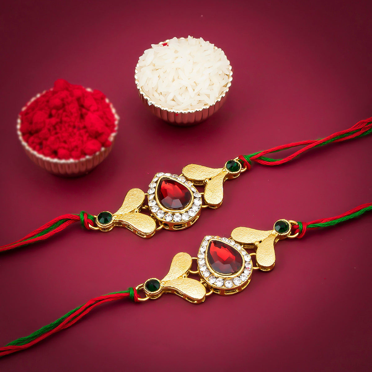Sukkhi Trendy Rakhi Combo (Set of 2) with Roli Chawal and Raksha Bandhan Greeting Card For Men