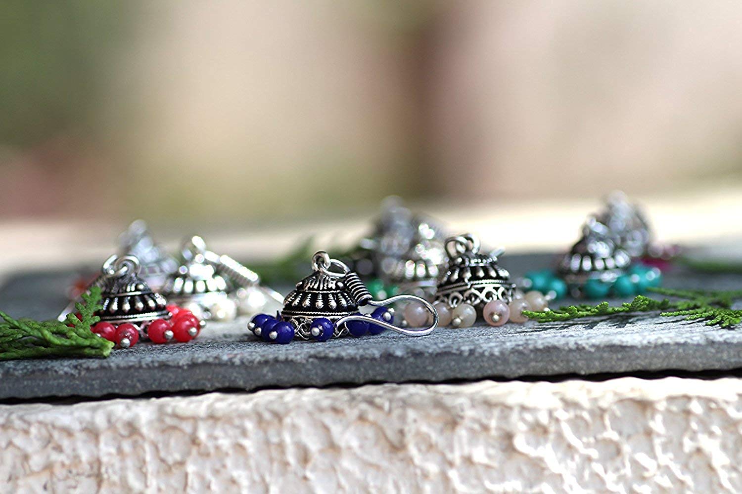 Sukkhi Exclusive Multicolor Oxidised Combo Of 9 Jhumki Earrings For Women