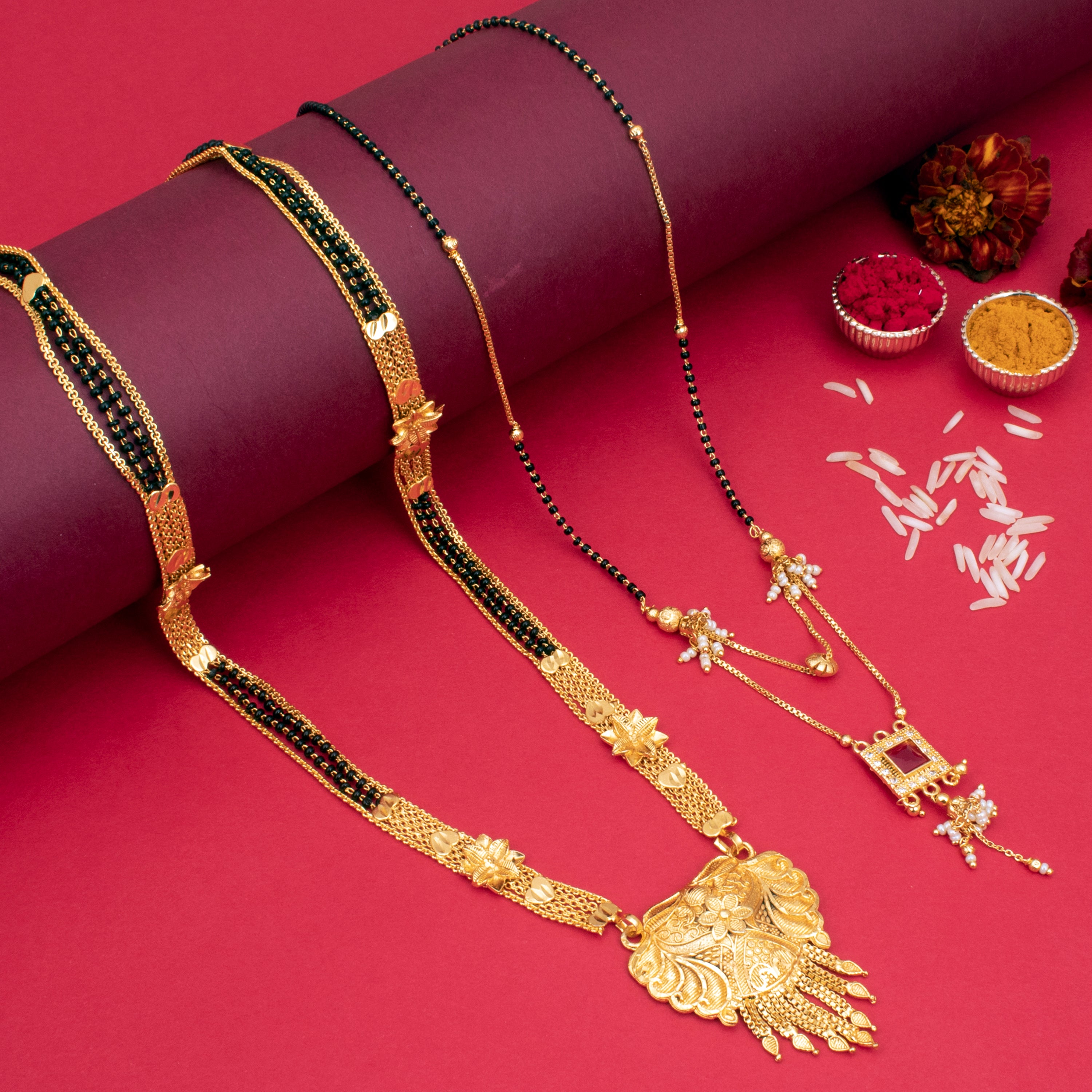 Sukkhi Majestic Gold Plated Mangalsutra Pendant Combo for Women