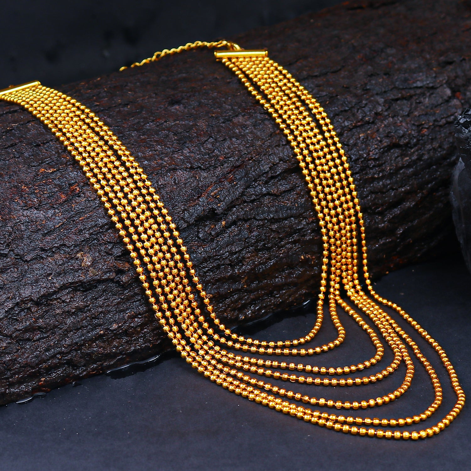 Sukkhi Ritzy 7 String Gold Plated Necklace For Women